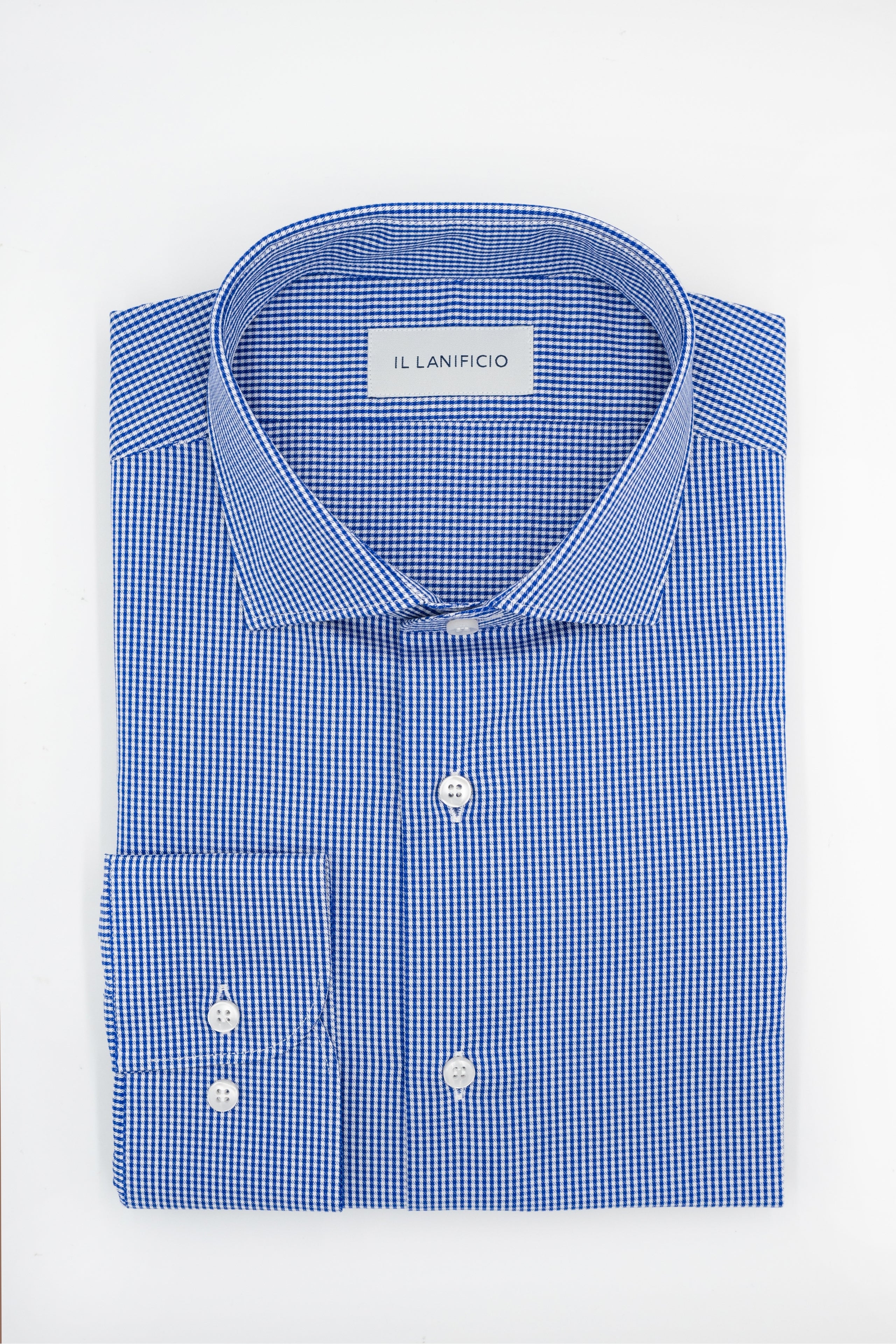 Custom-Fit Checked Cotton Twill Shirt - Blue check