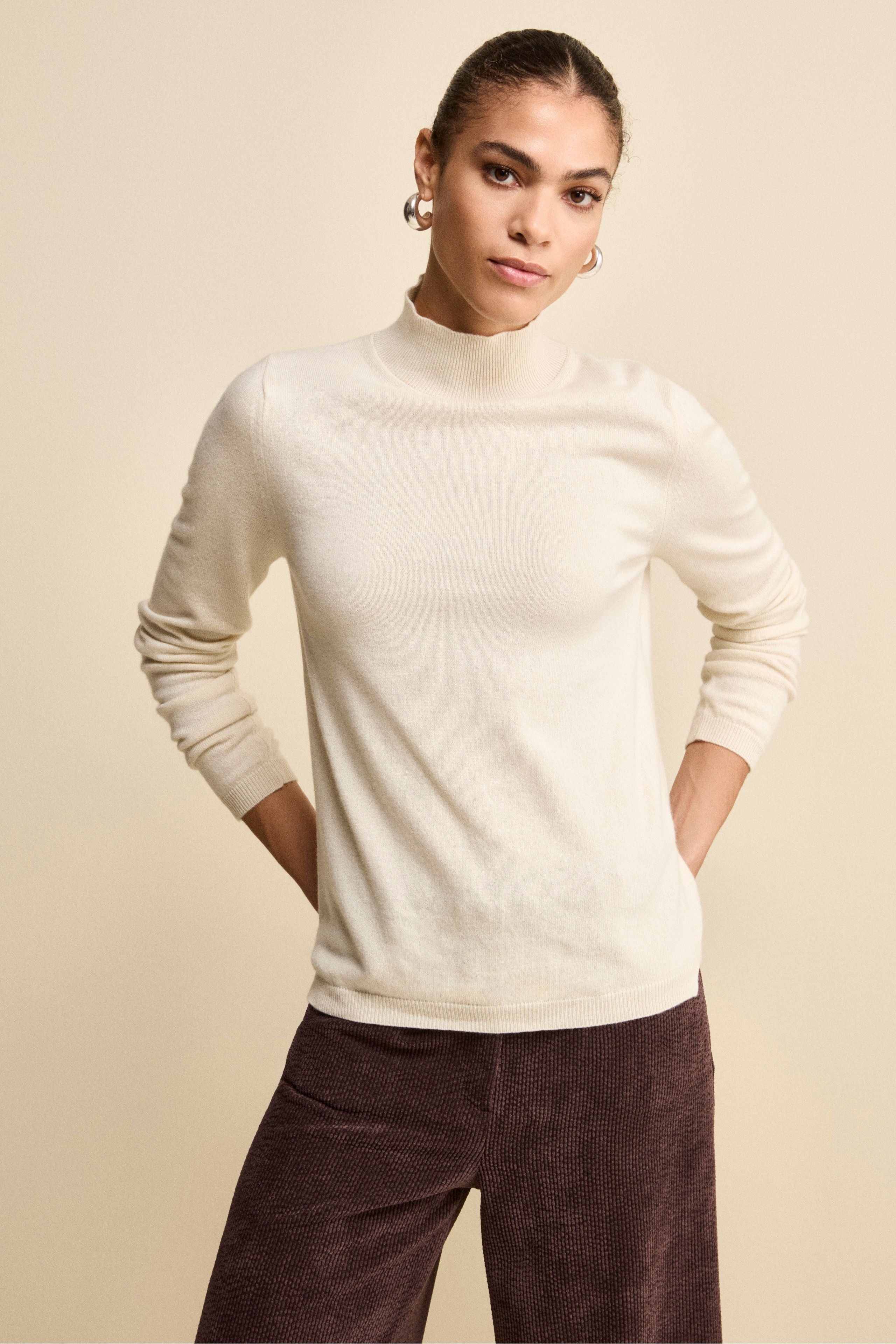 Turtleneck in Silk and Cashmere - Cream white