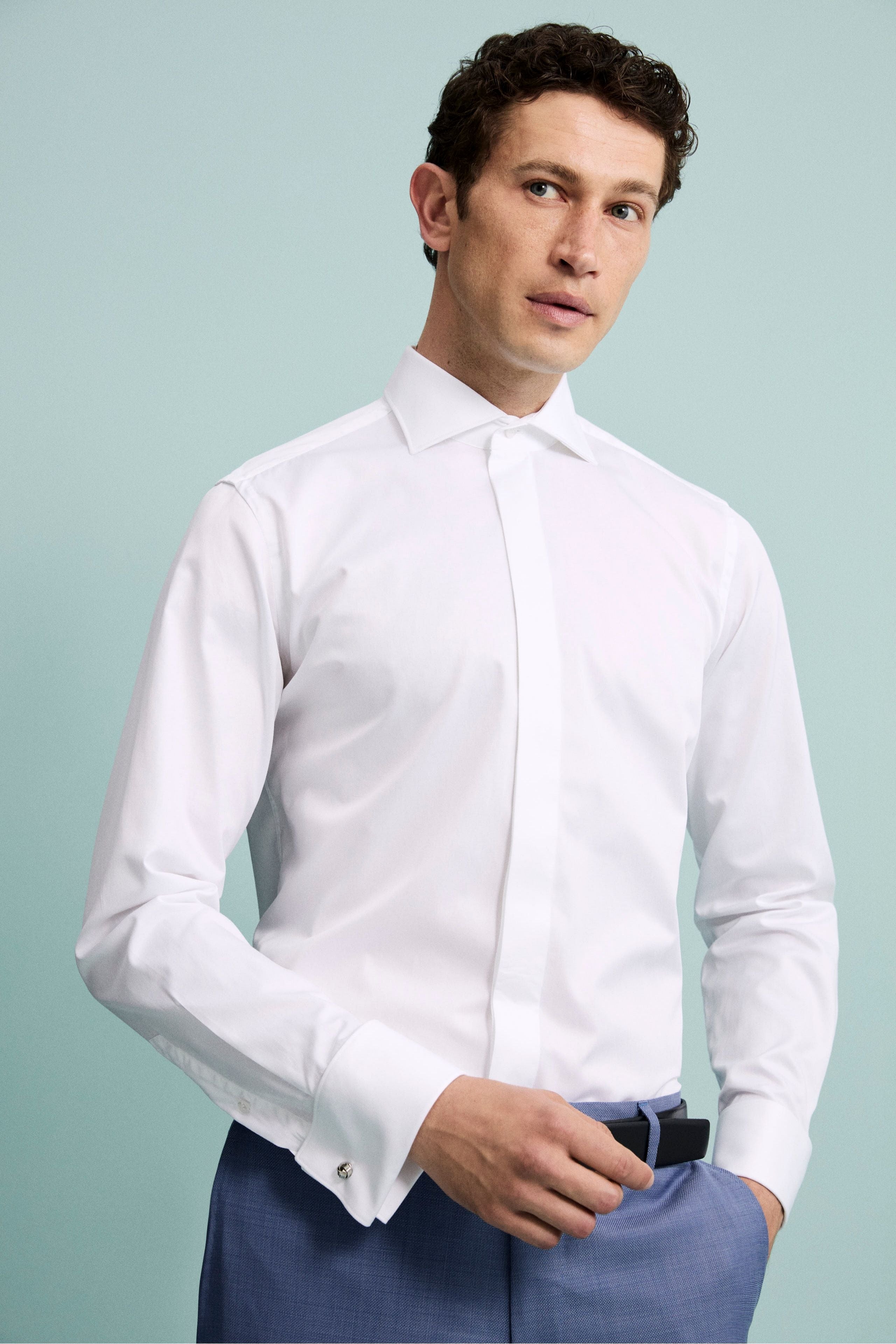 Camicia da Cerimonia Slim Fit in Cotone - BIANCO