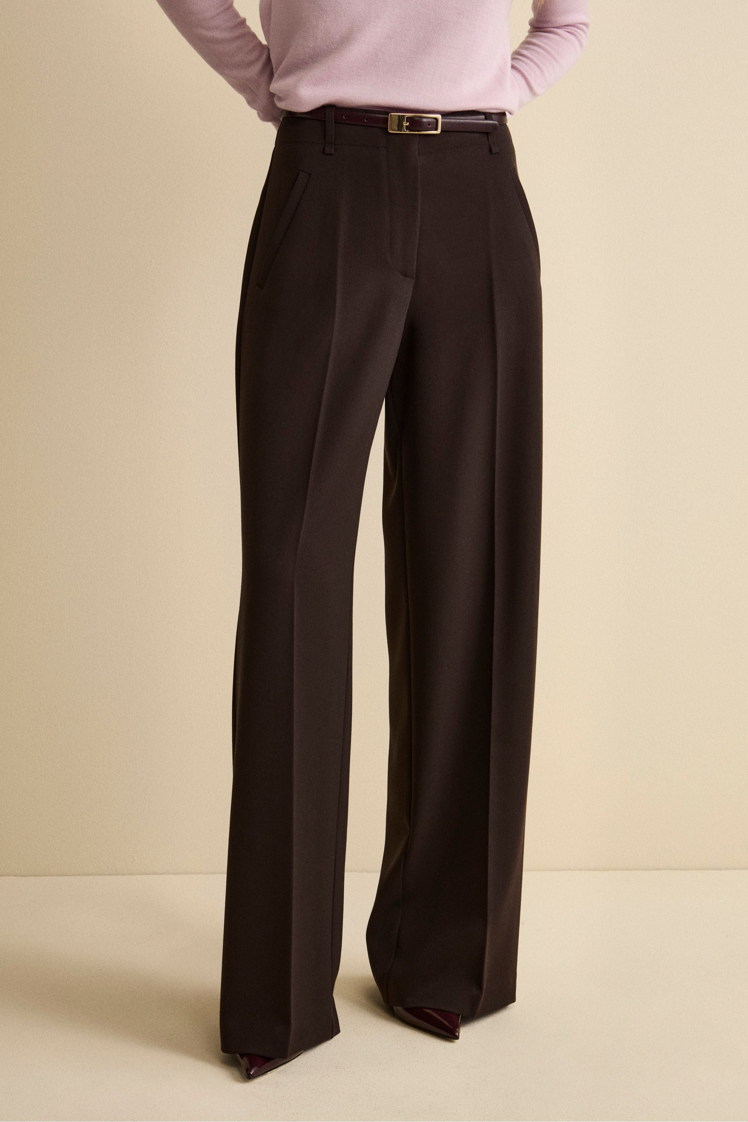 Pleated palazzo trousers - Dark brown