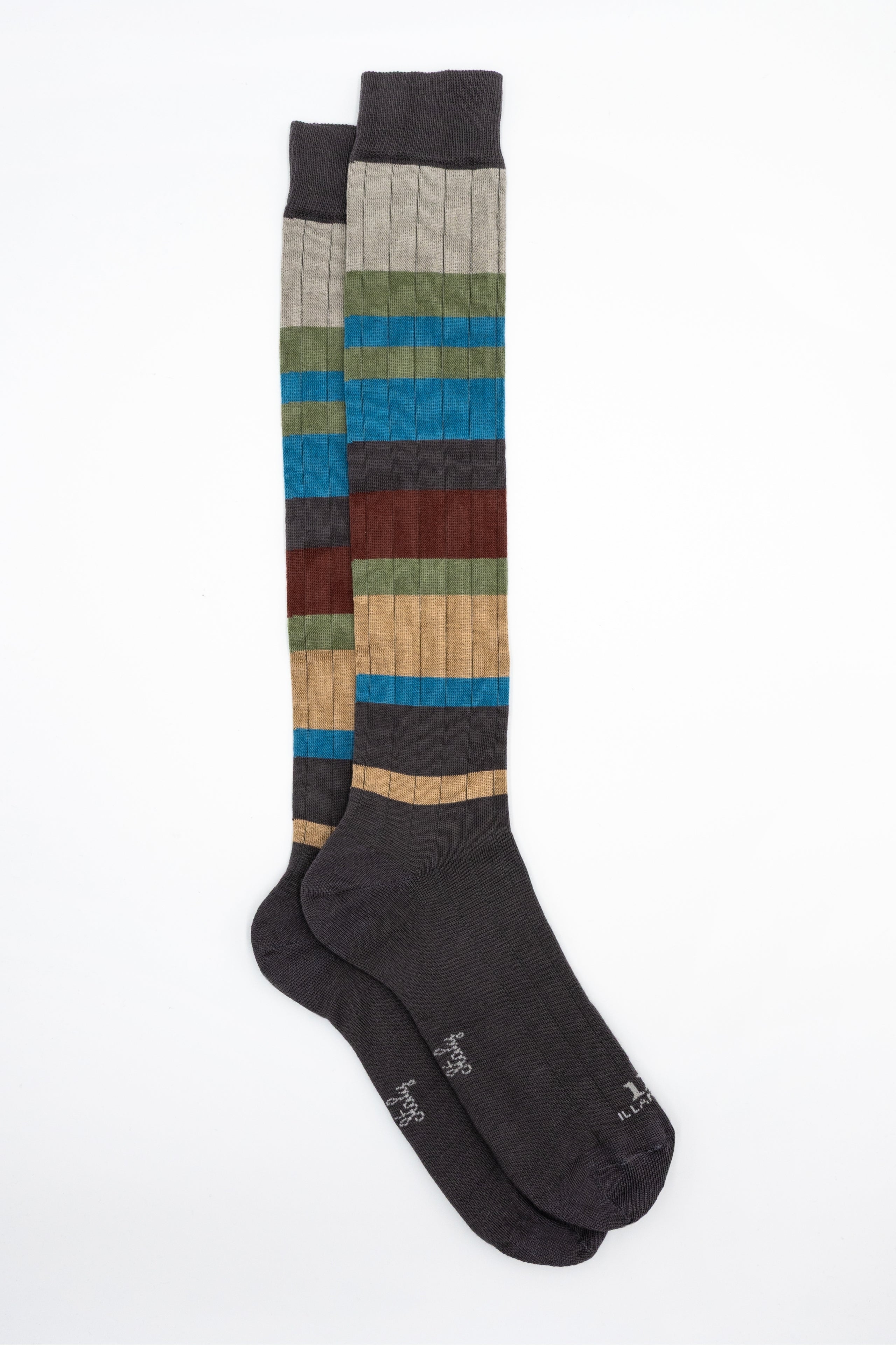 Long Cotton Socks - Grey Striped
