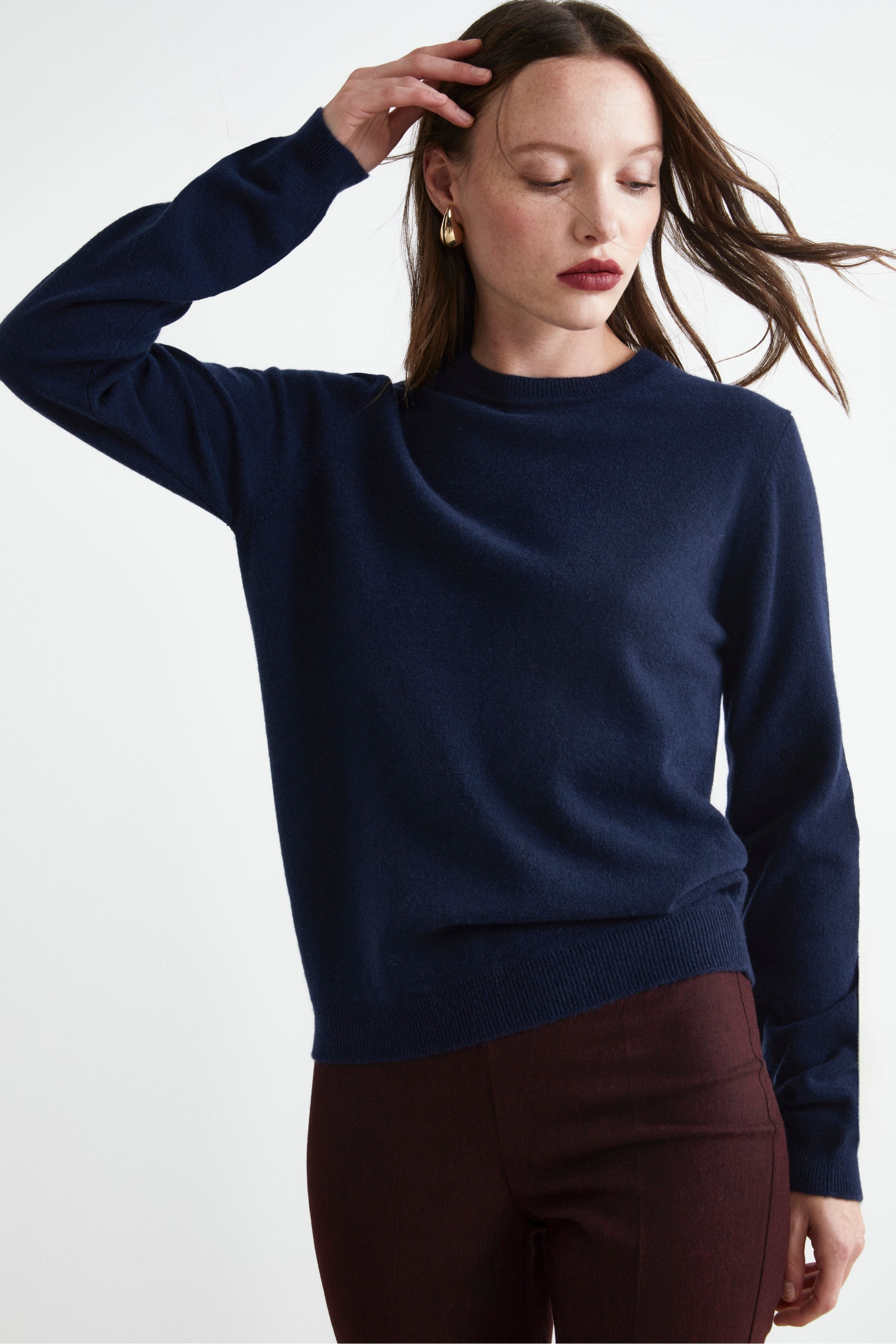 Maglioncino girocollo lana e cashmere - BLU