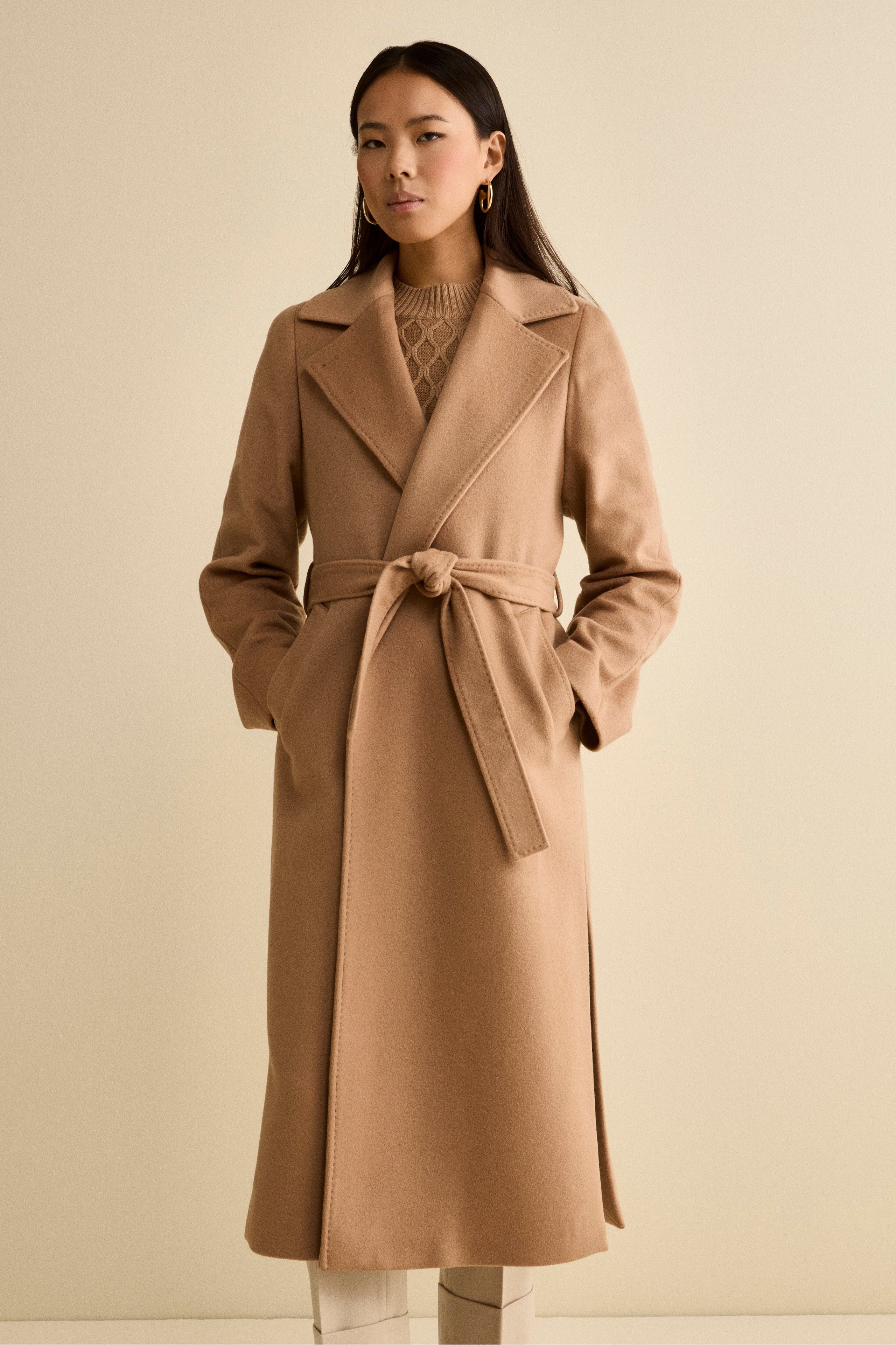 Long coat in wool and cashmere - CAMEL