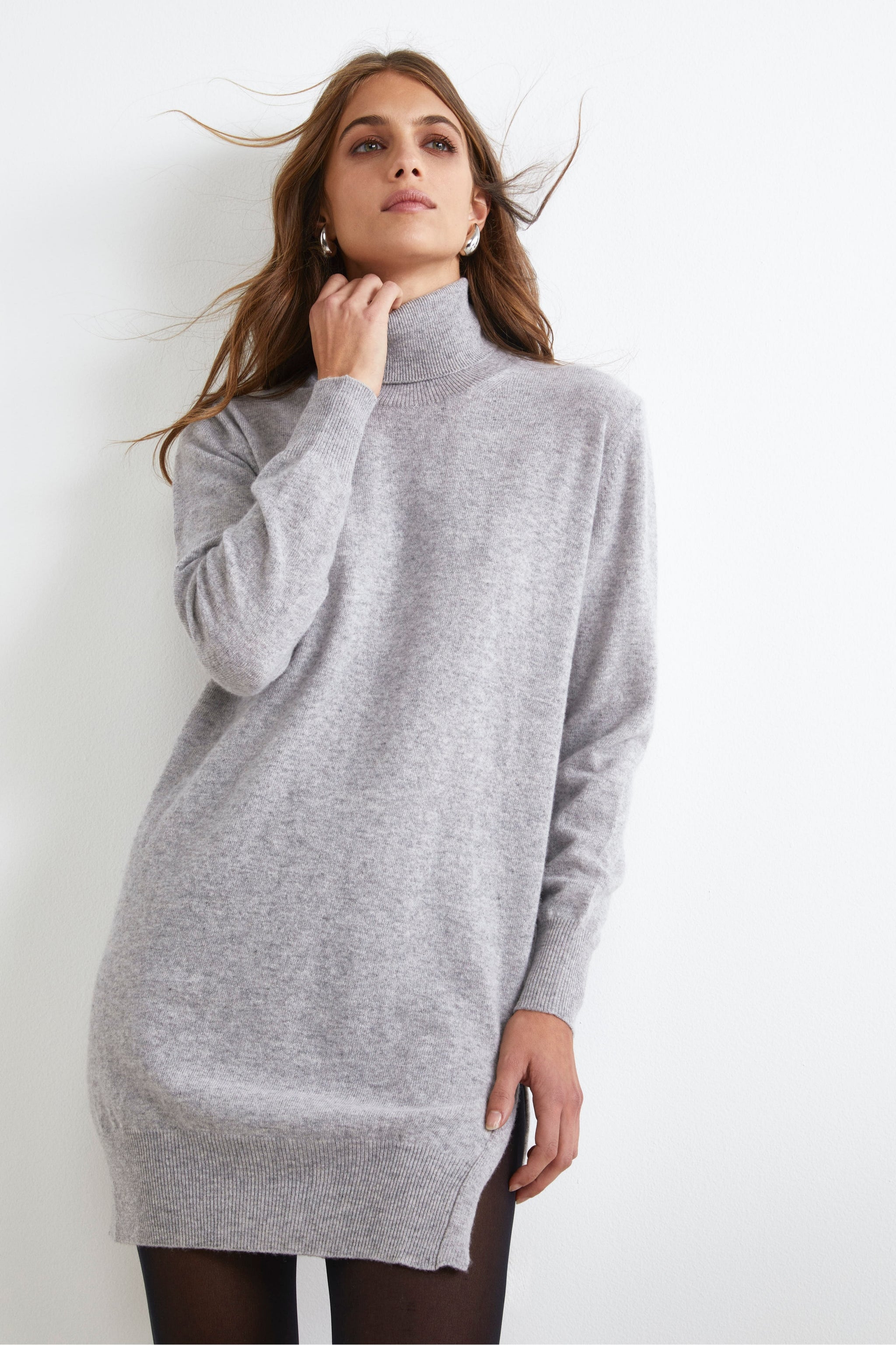 wool dress grey turtleneck Plus Size Sheer Mesh Online Exclusive Tulle Dresses Size:BFF-1 and 10% cashmere