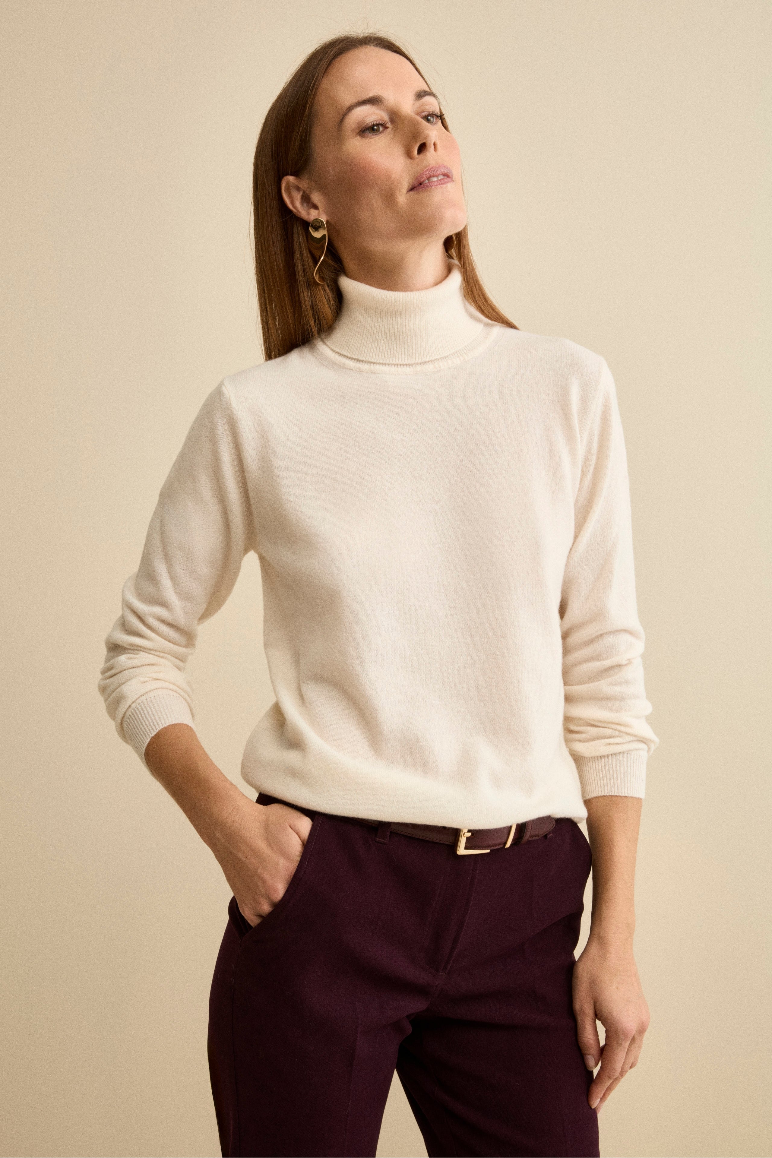 Wool and cashmere turtleneck - Cream white