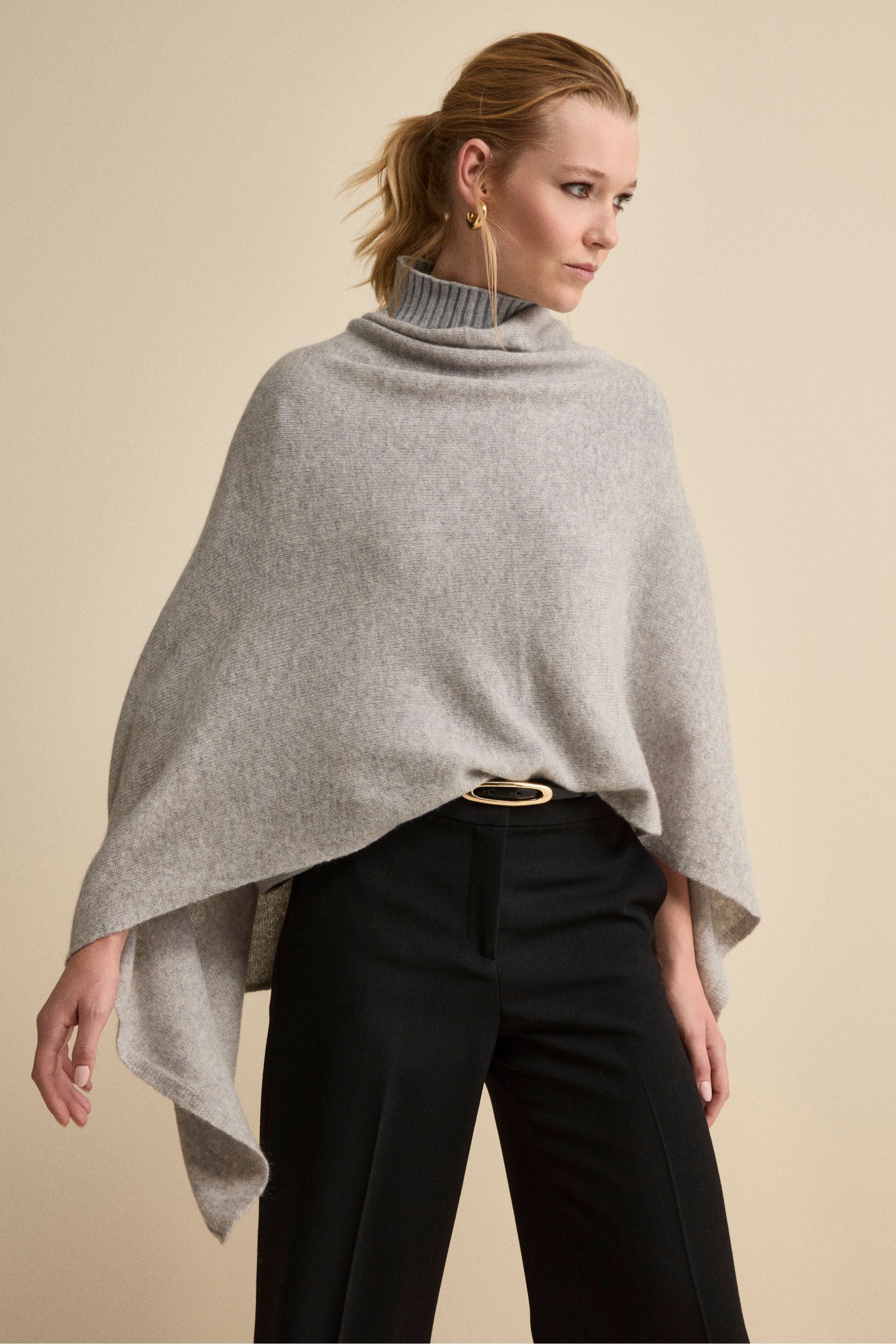 Cashmere cape - Light grey