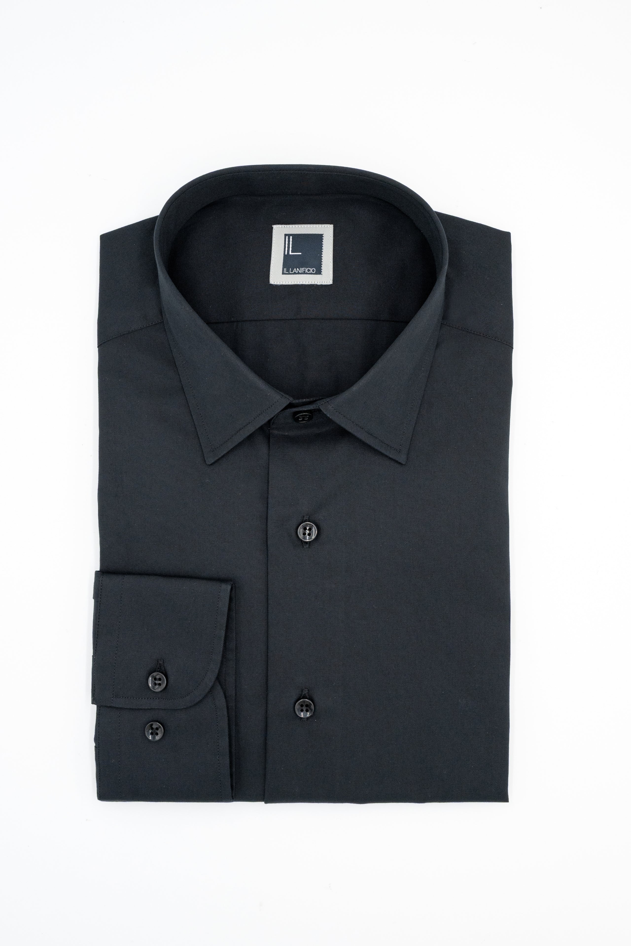 Slim Fit Shirt in Cotton Twill - BLACK