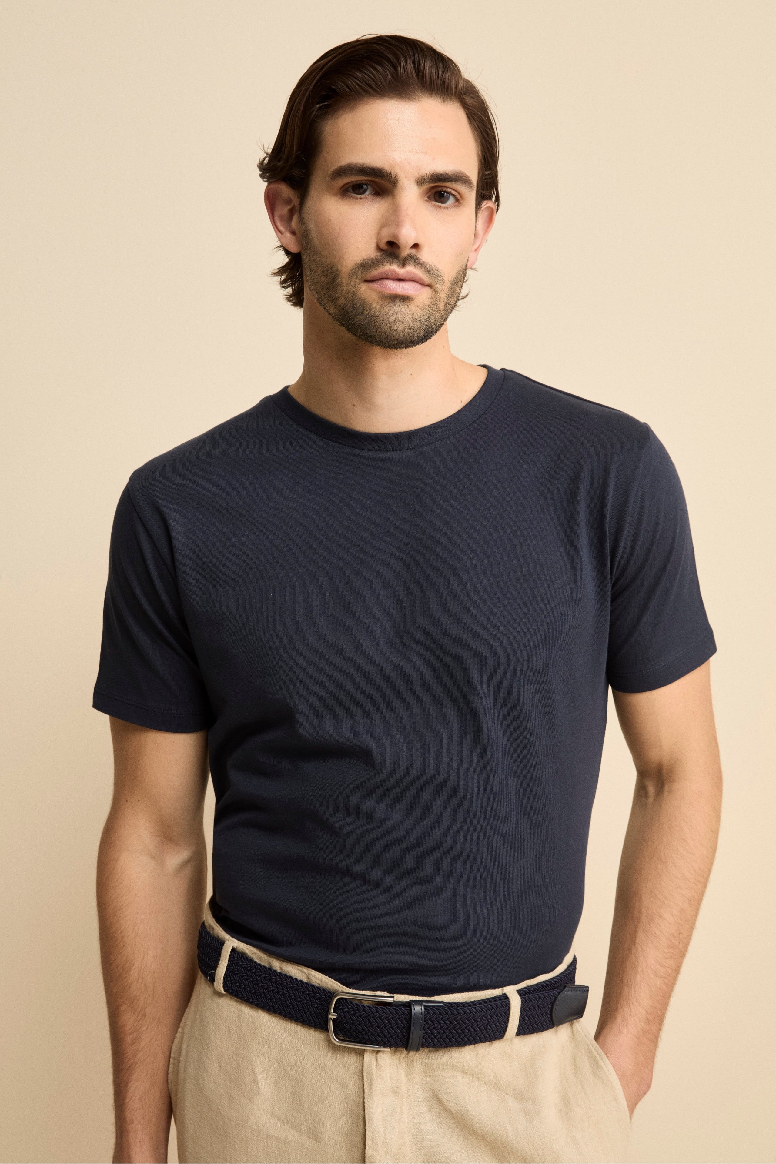 T-Shirt Girocollo Slim Fit in Cotone Supima - BLU