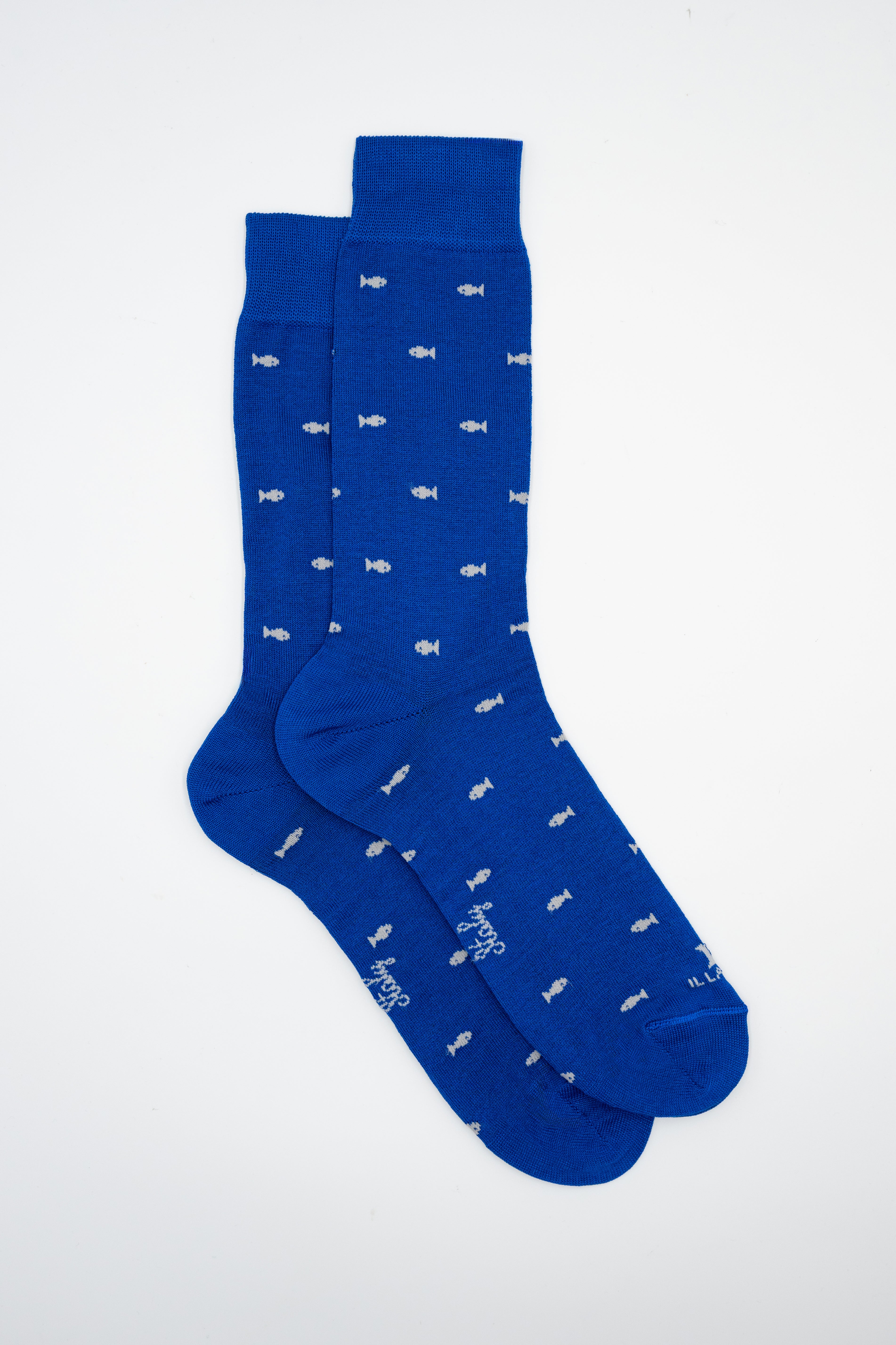 Calze Corte in Cotone Fantasia Pesci - BLU/GRIGIO