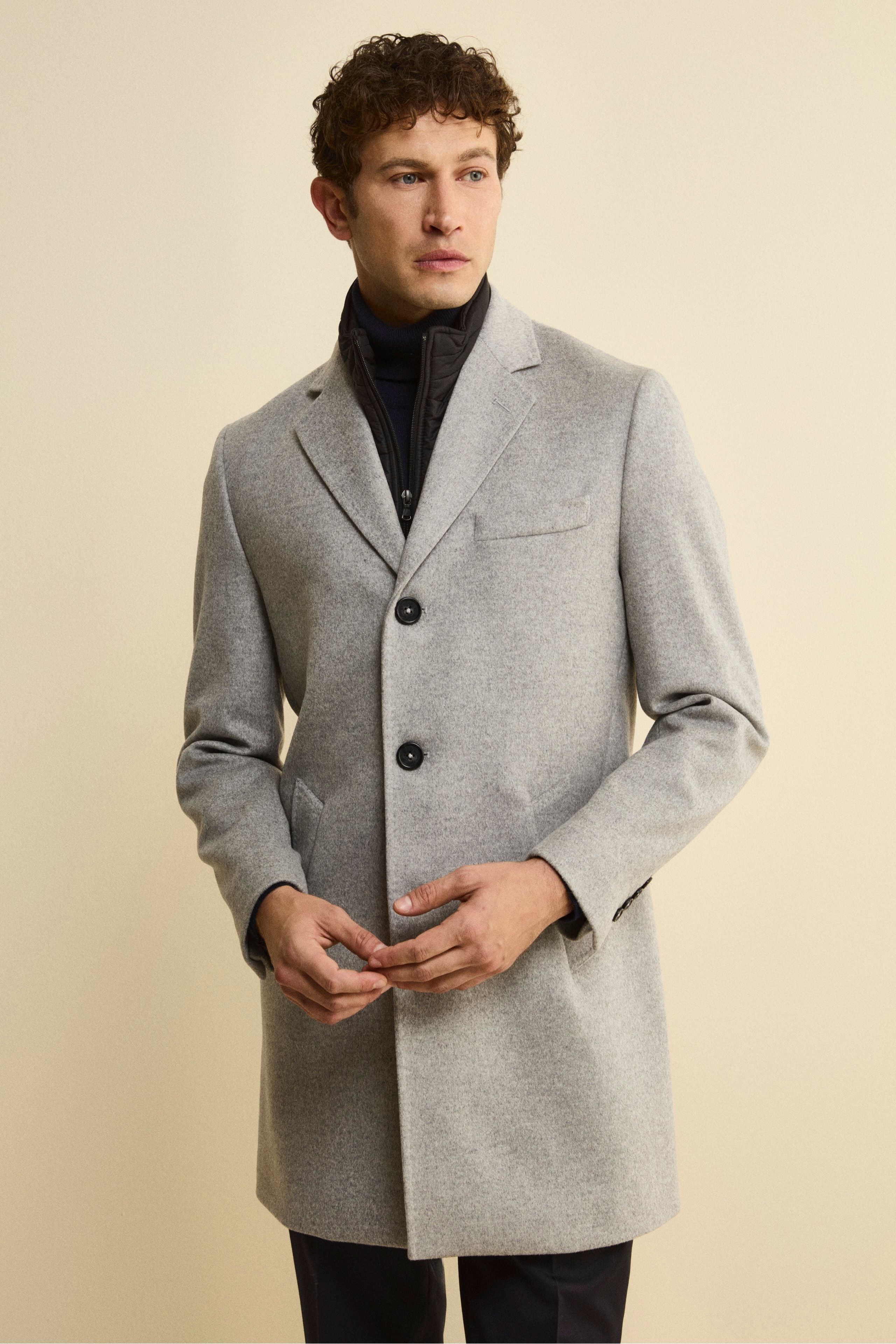 Wool and cashmere coat - Light grey