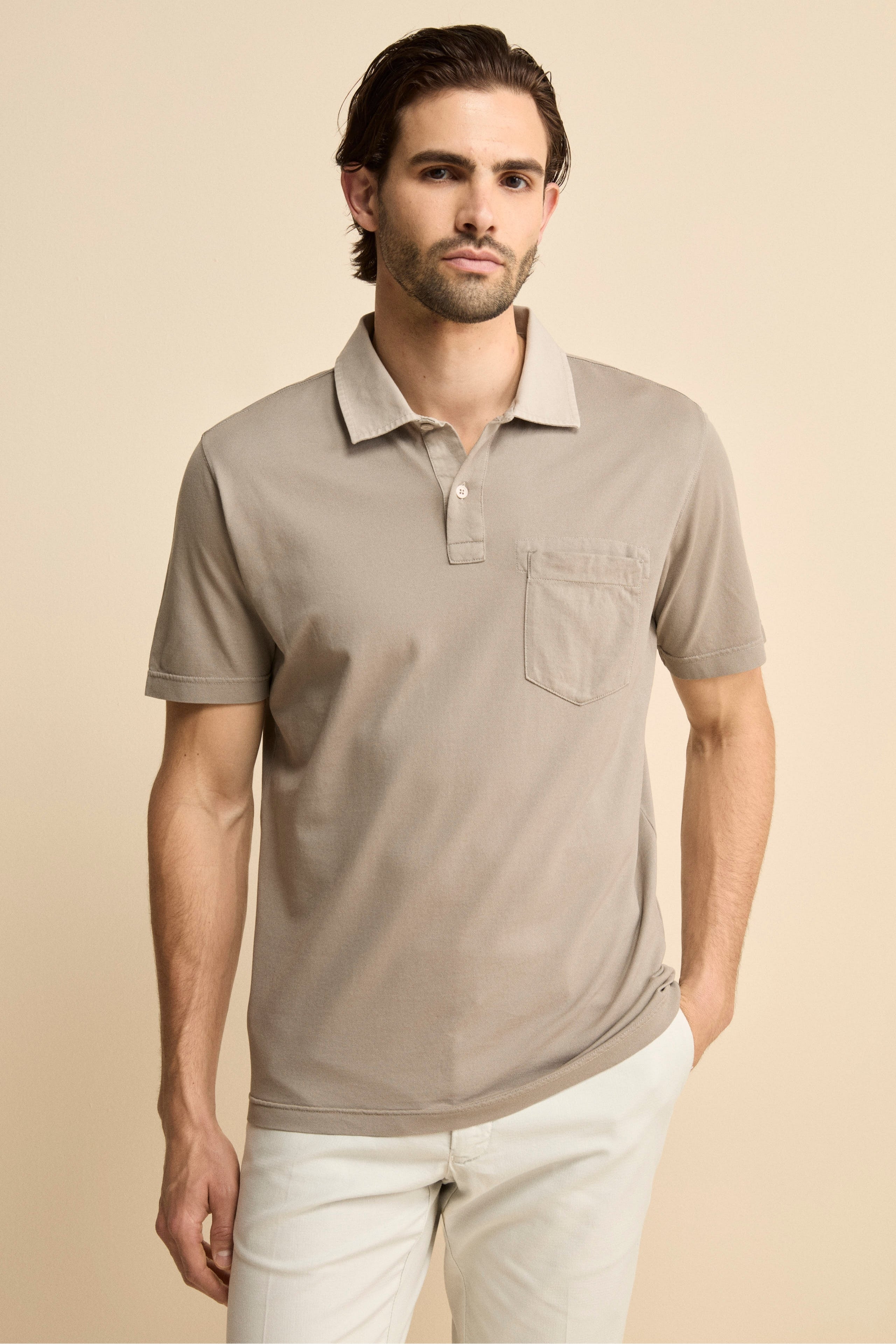 Polo Piquet in Filo di Scozia con Taschino - TORTORA