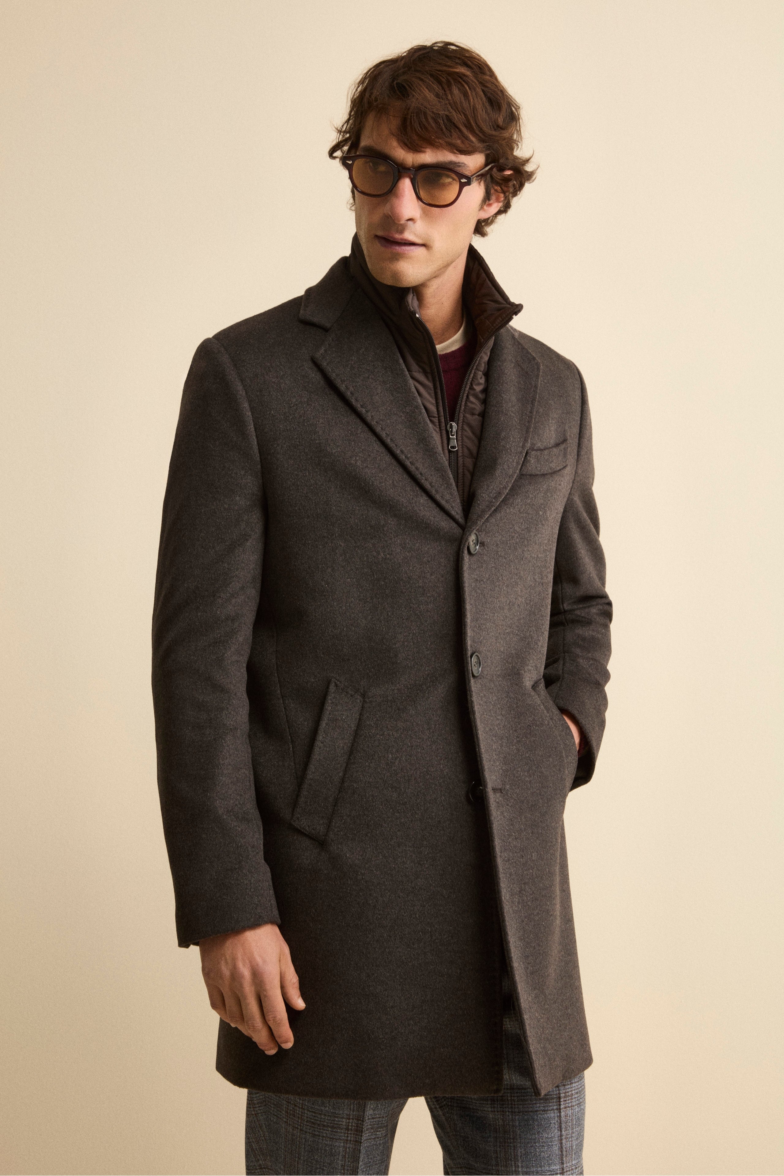 Wool and cashmere coat - brown