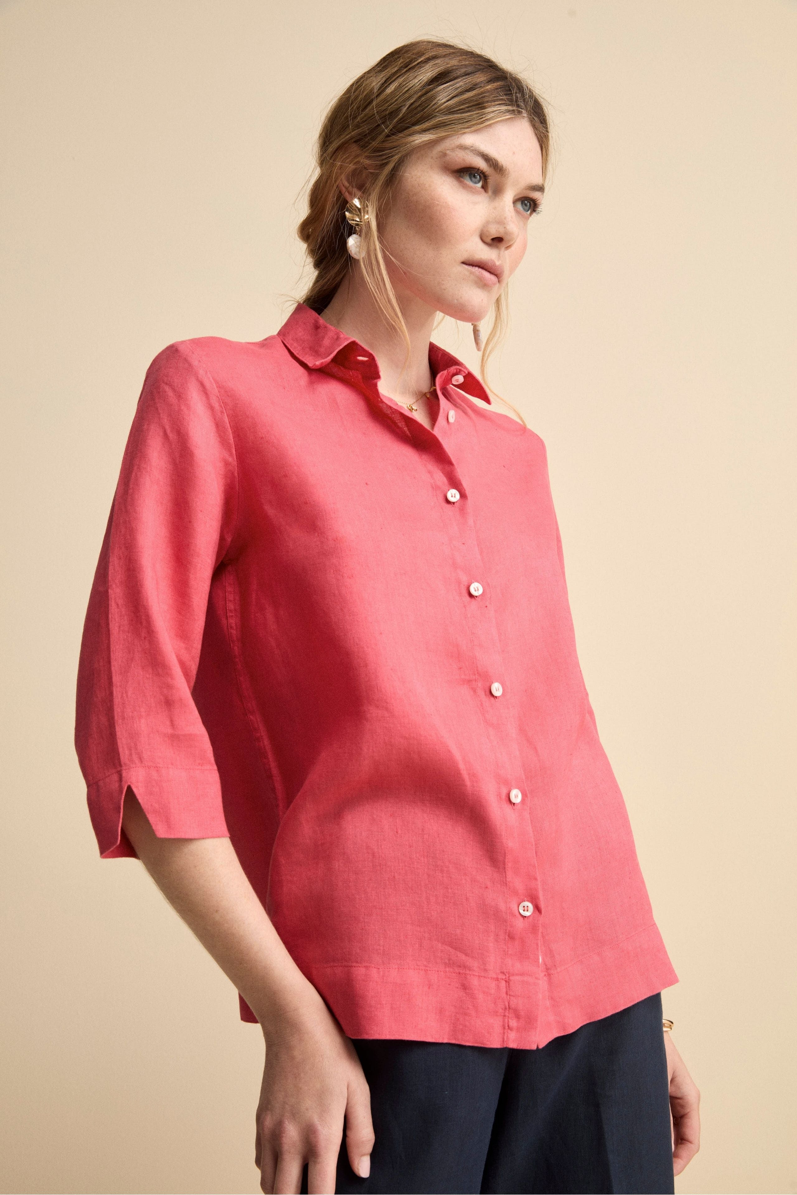 Camicia Boxy in Lino - CORALLO