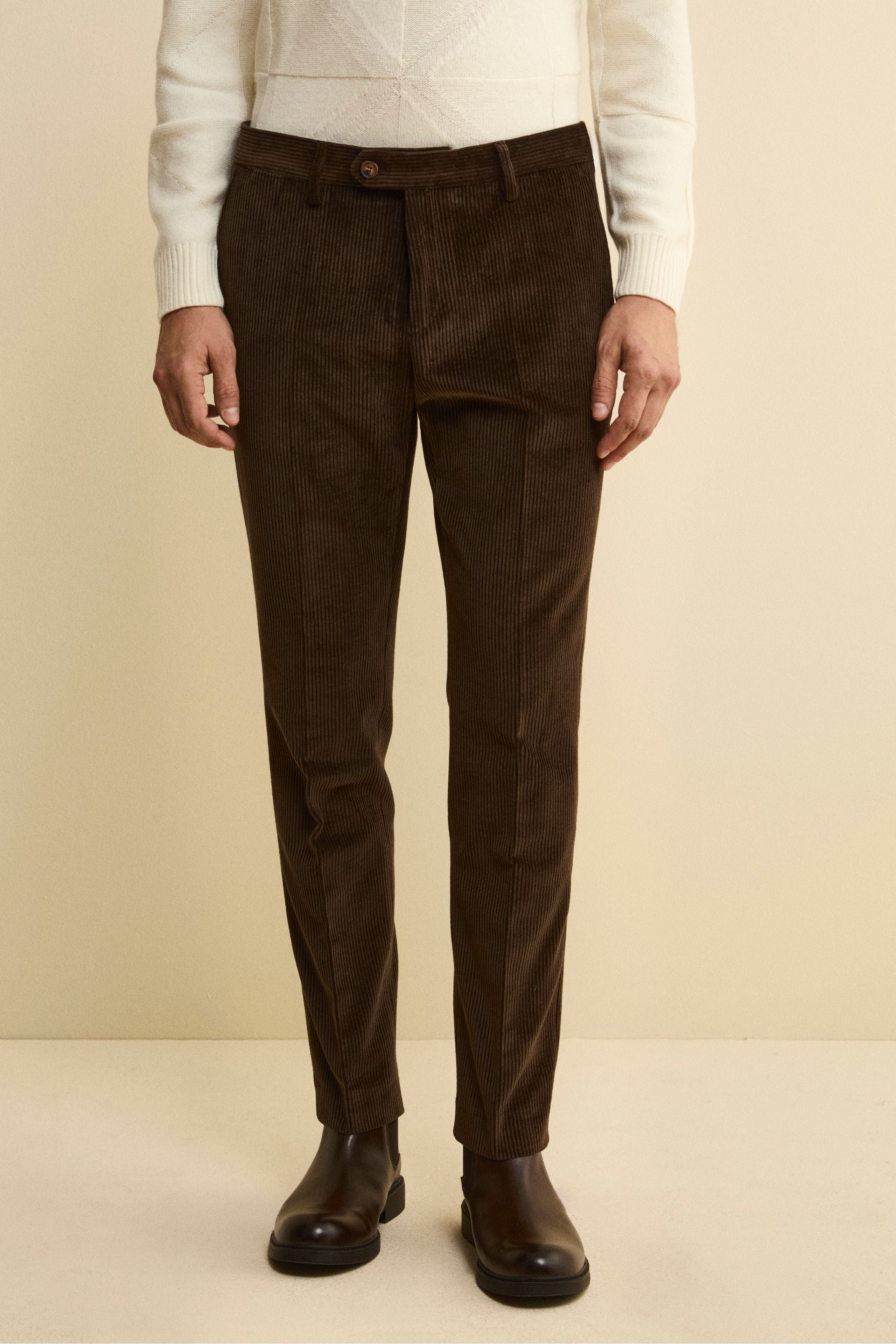 Regular Fit Velvet Trousers - brown