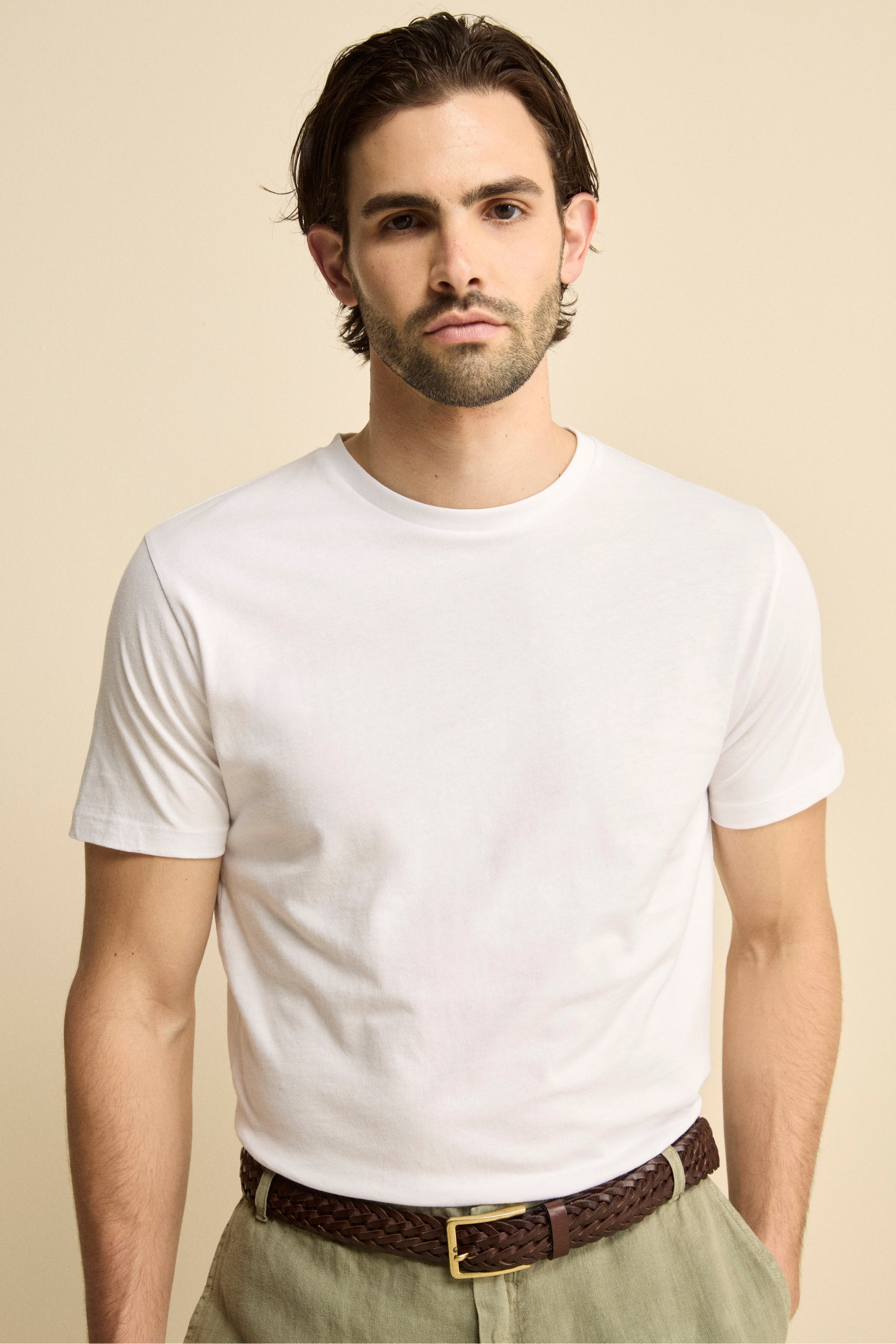 T-Shirt Girocollo Slim Fit in Cotone Supima - BIANCO