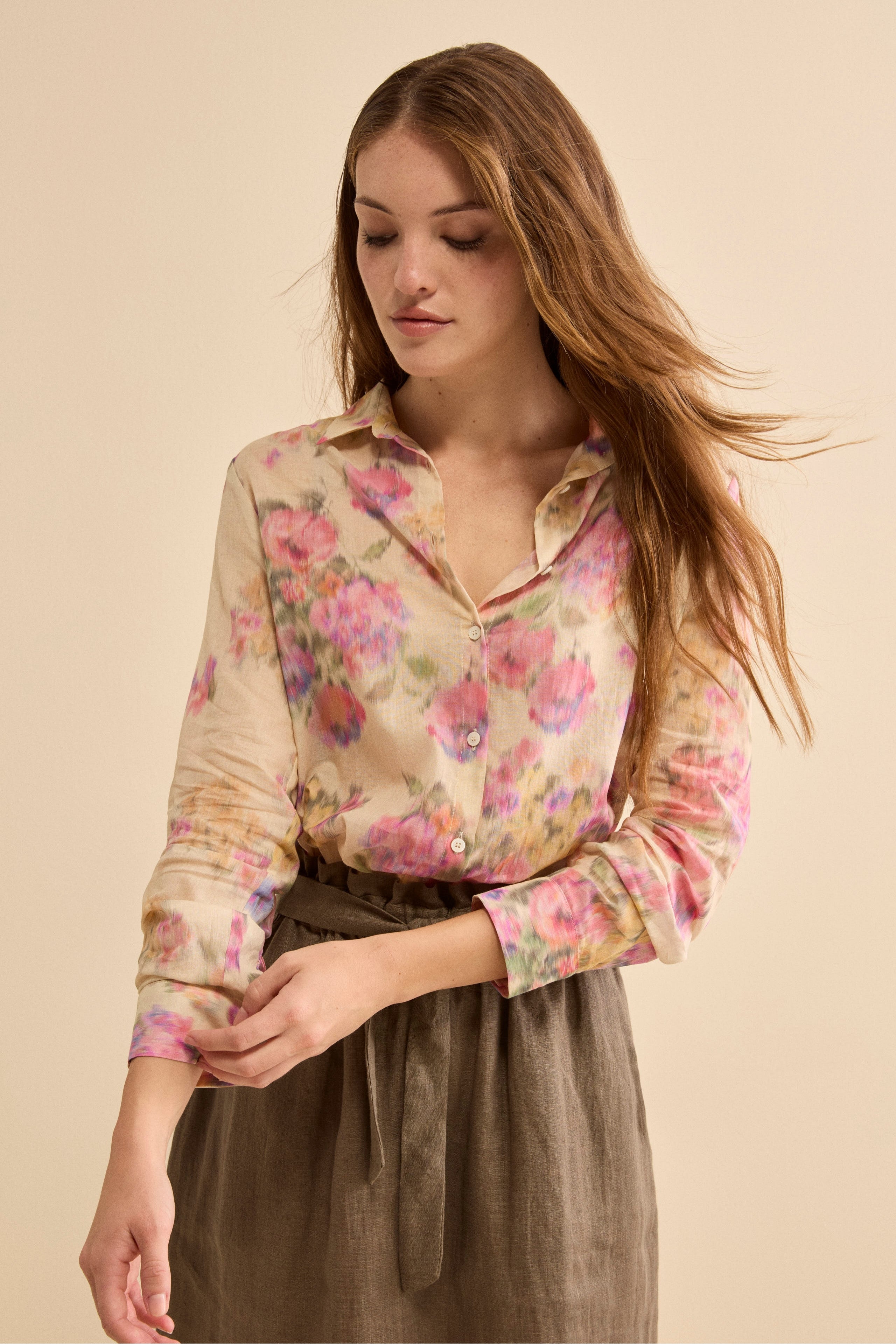 Camicia Over Floreale in Voile di Cotone - FANTASIA