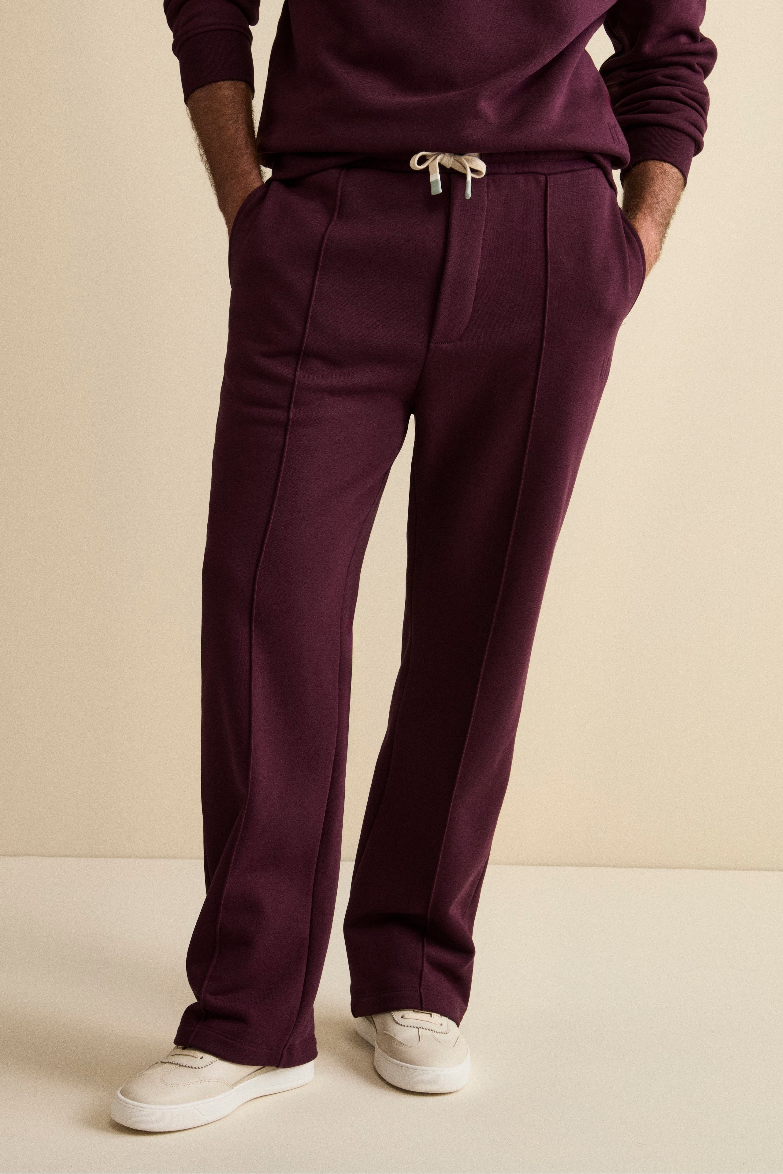 Wide-Leg Sport Trousers - Wine red
