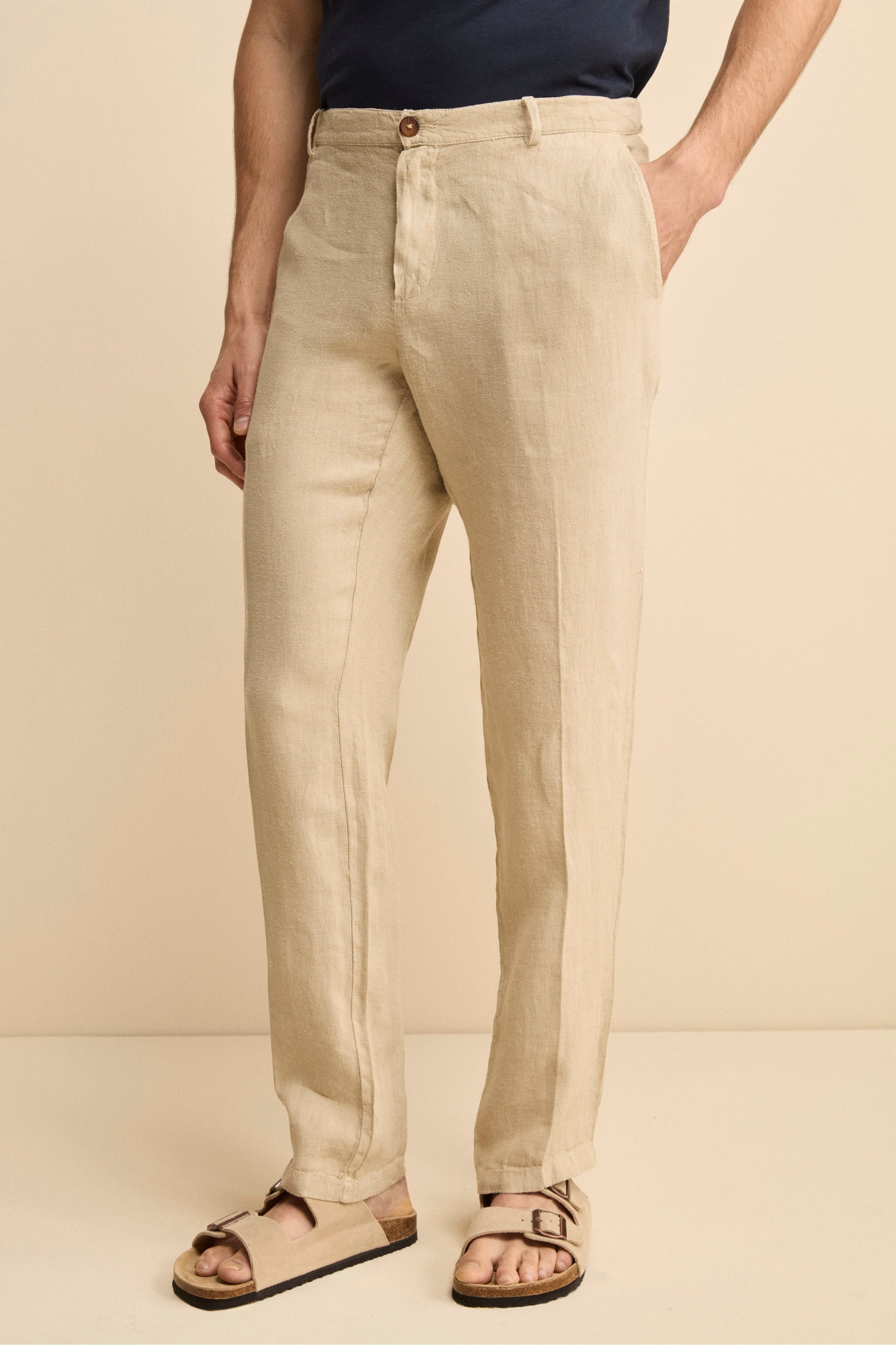 Pantalone Morbido in Lino - BEIGE