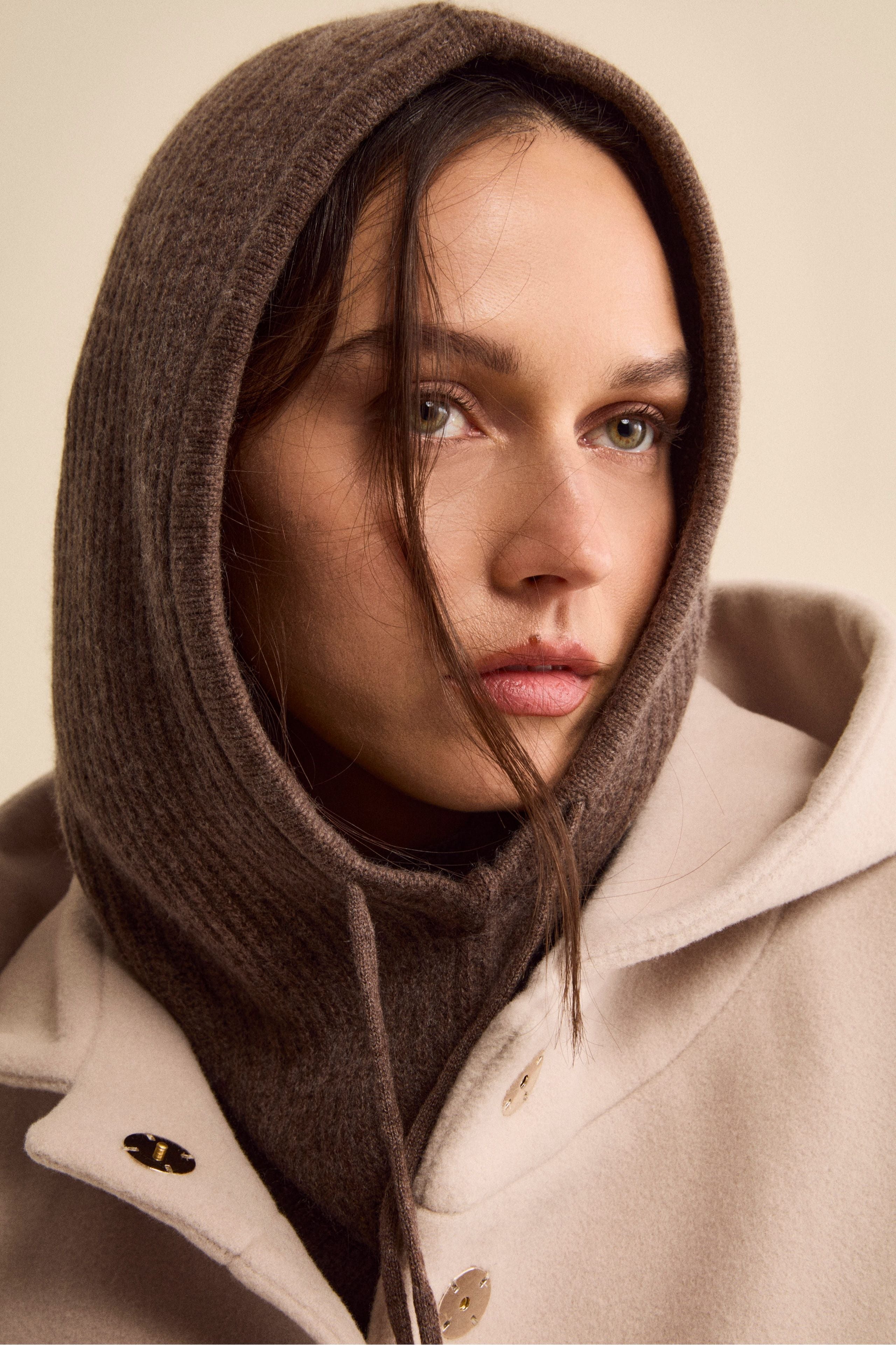 Ribbed Cashmere Balaclava - Chestnut