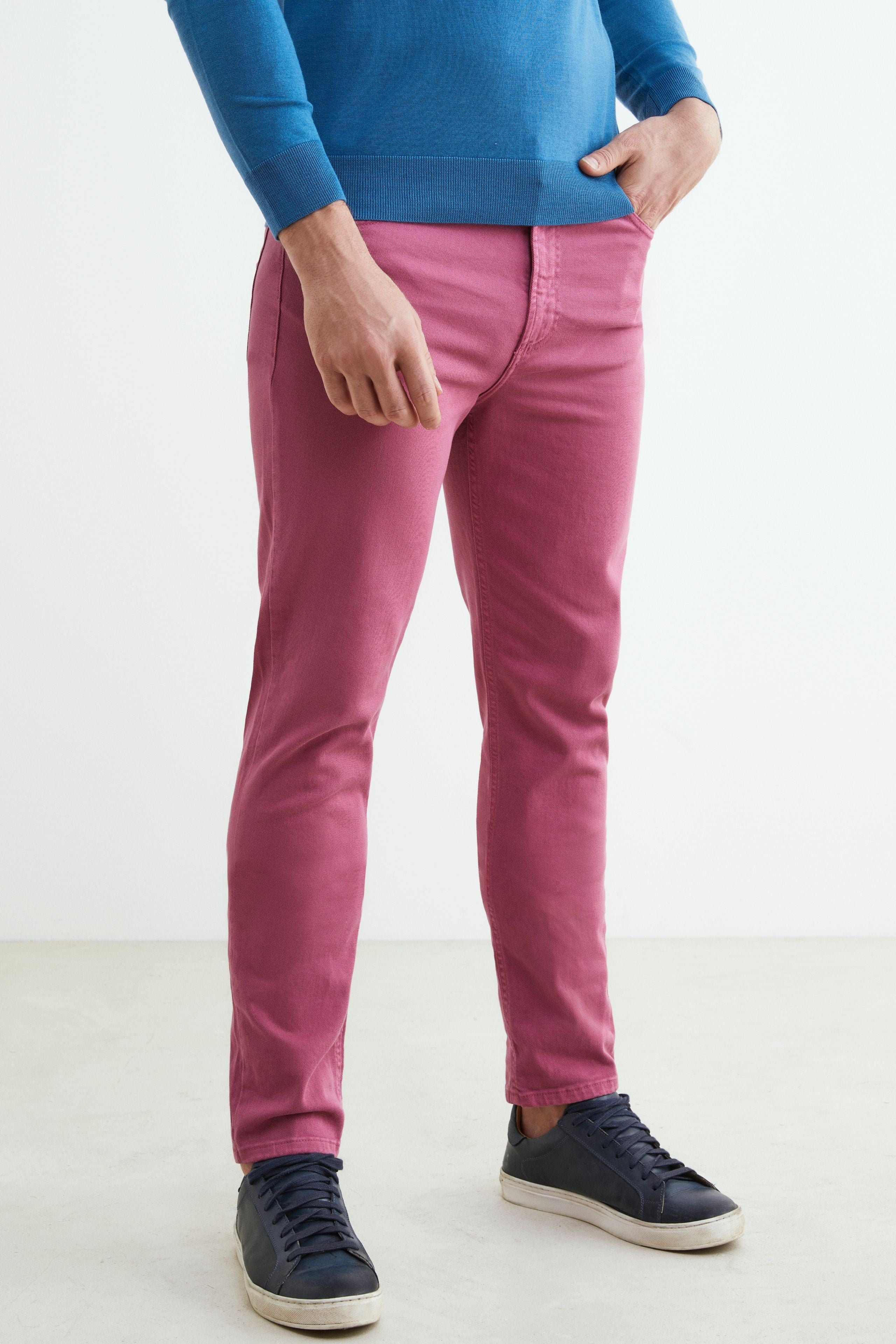 Pantalone 5 tasche in cotone - ROSA SCURO