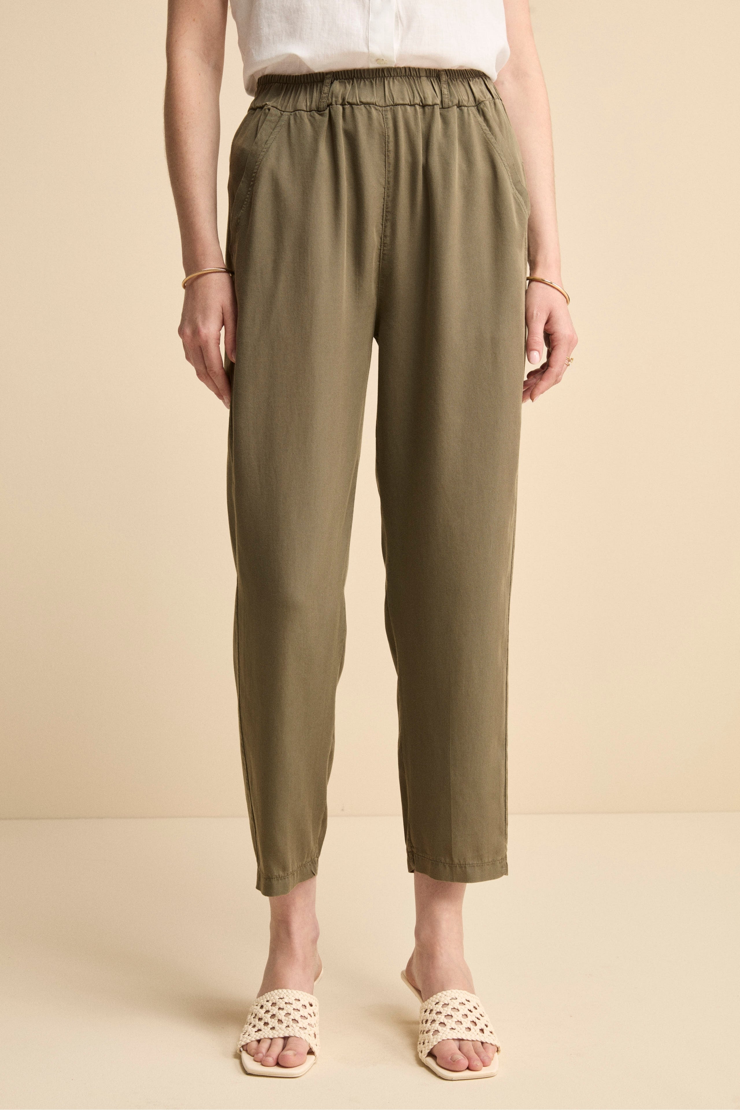 Pantalone Morbido in Tencel - VERDE MILITARE
