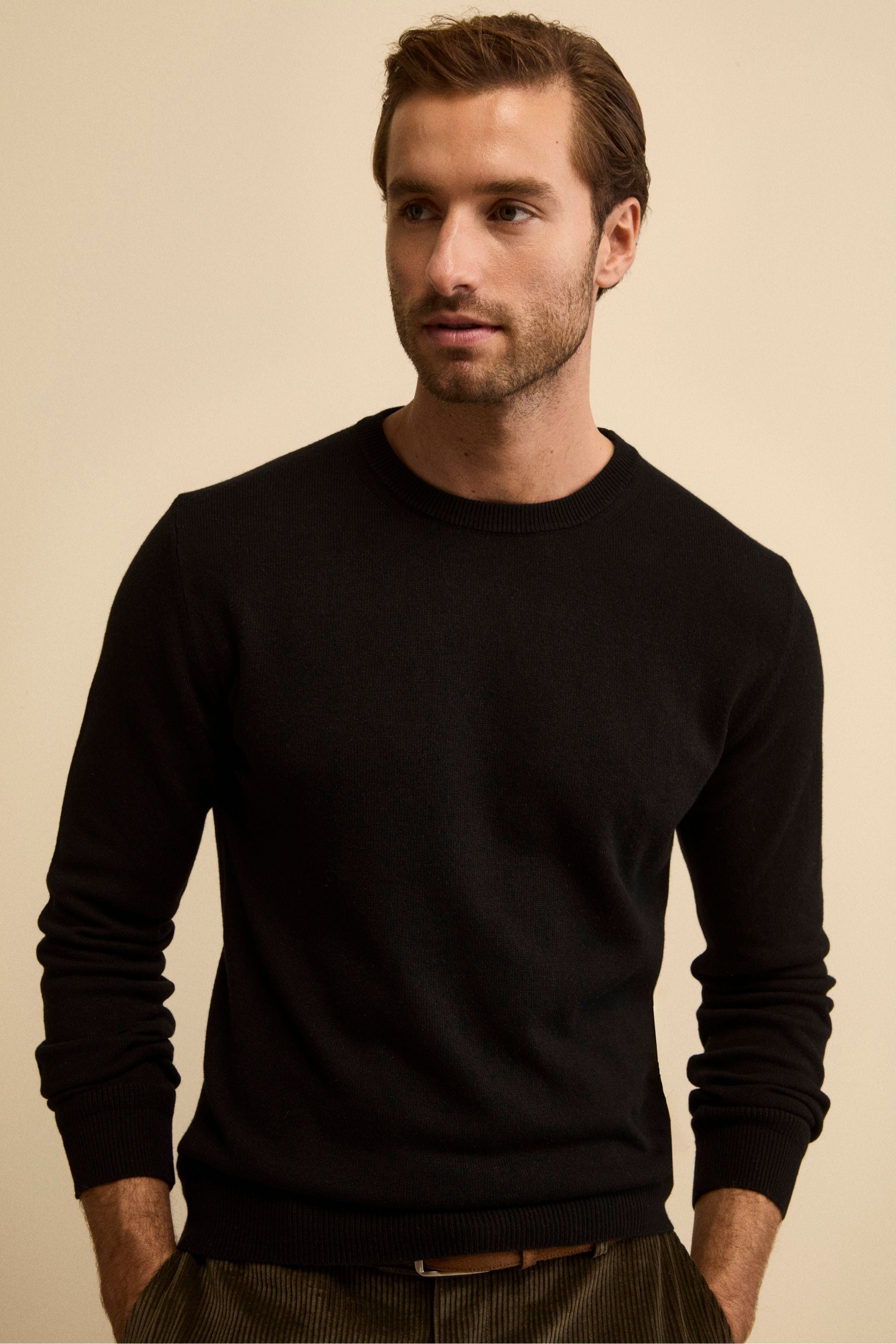 Cashmere and silk crew neck - BLACK