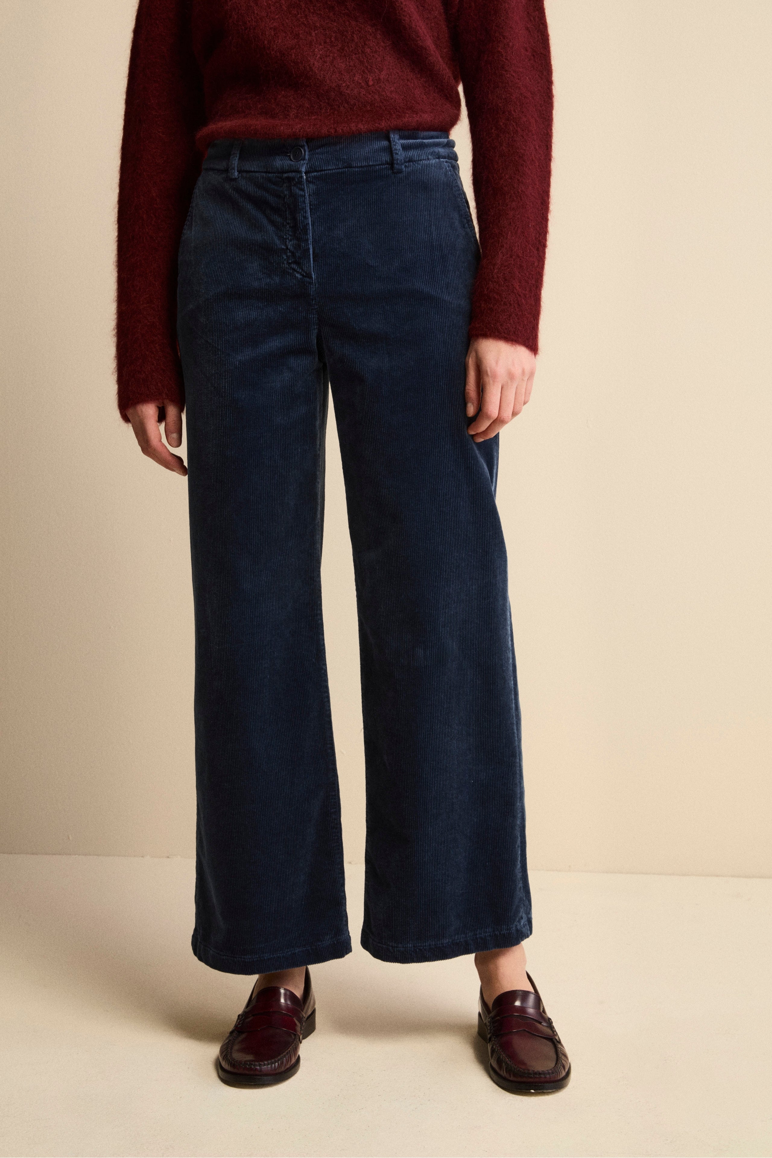 Wide-Leg Corduroy Trousers - Arctic blue