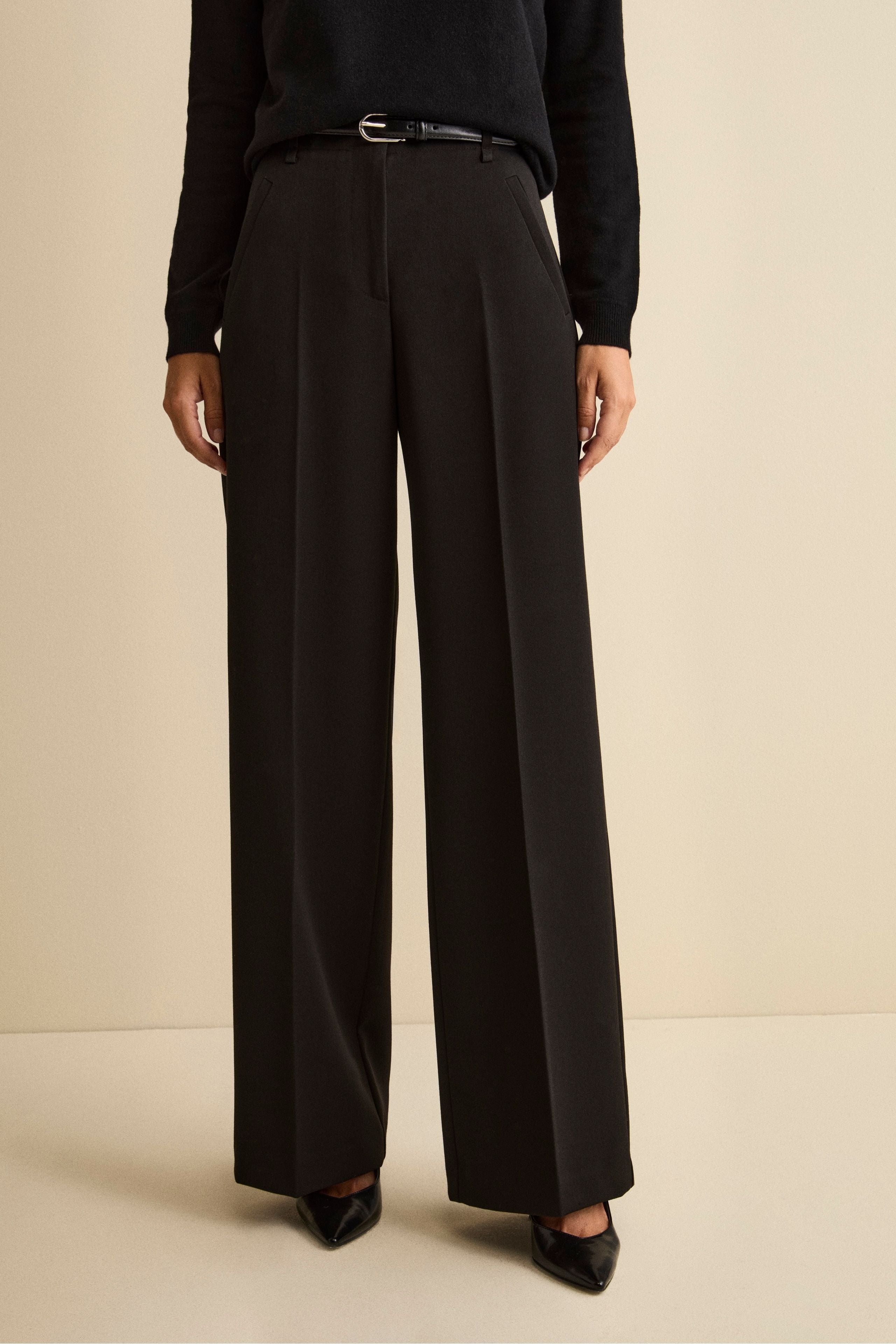 Pleated palazzo trousers - BLACK