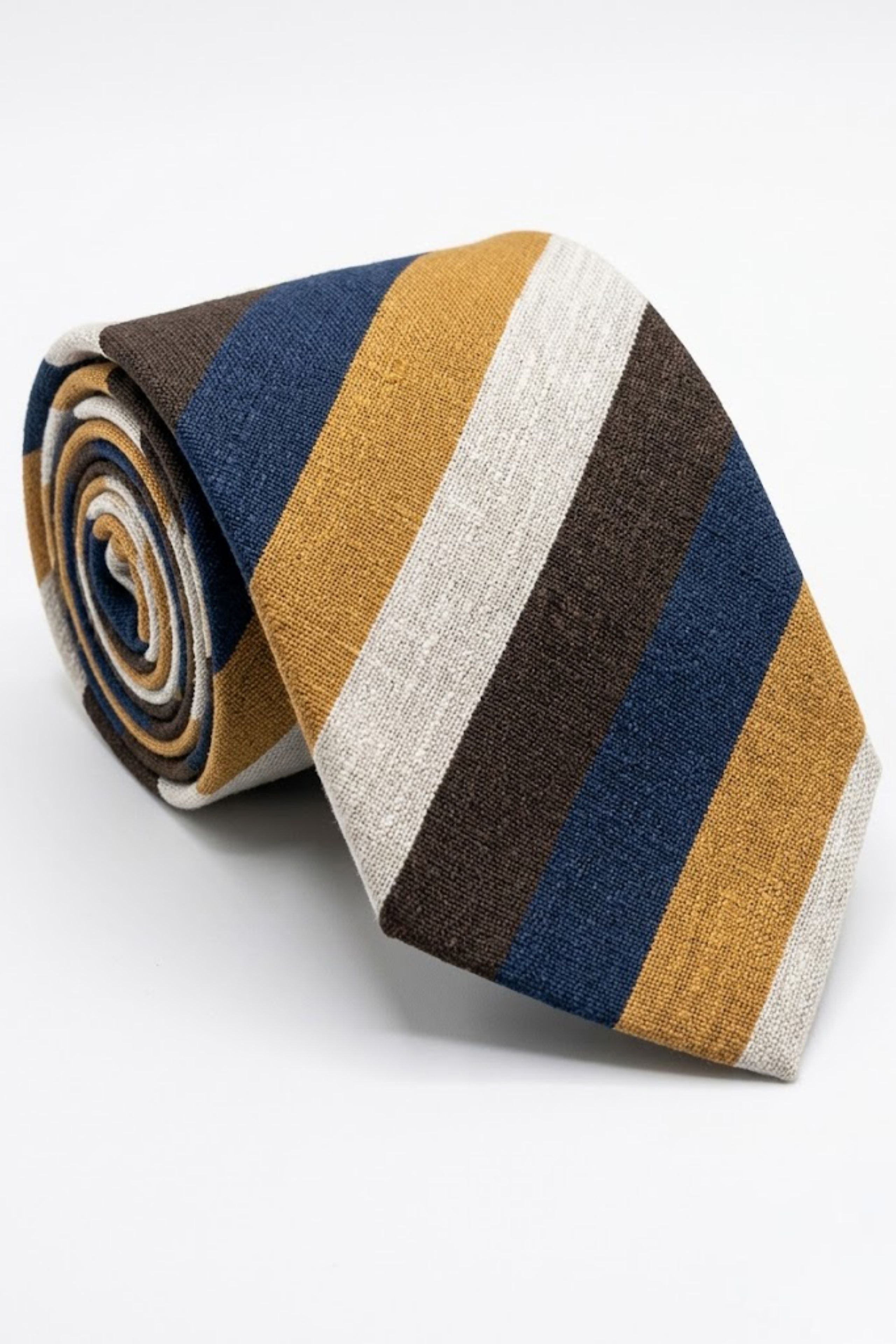 Casual Jacquard Seidenkrawatte mit Streifen - Blau-Braun gestreift