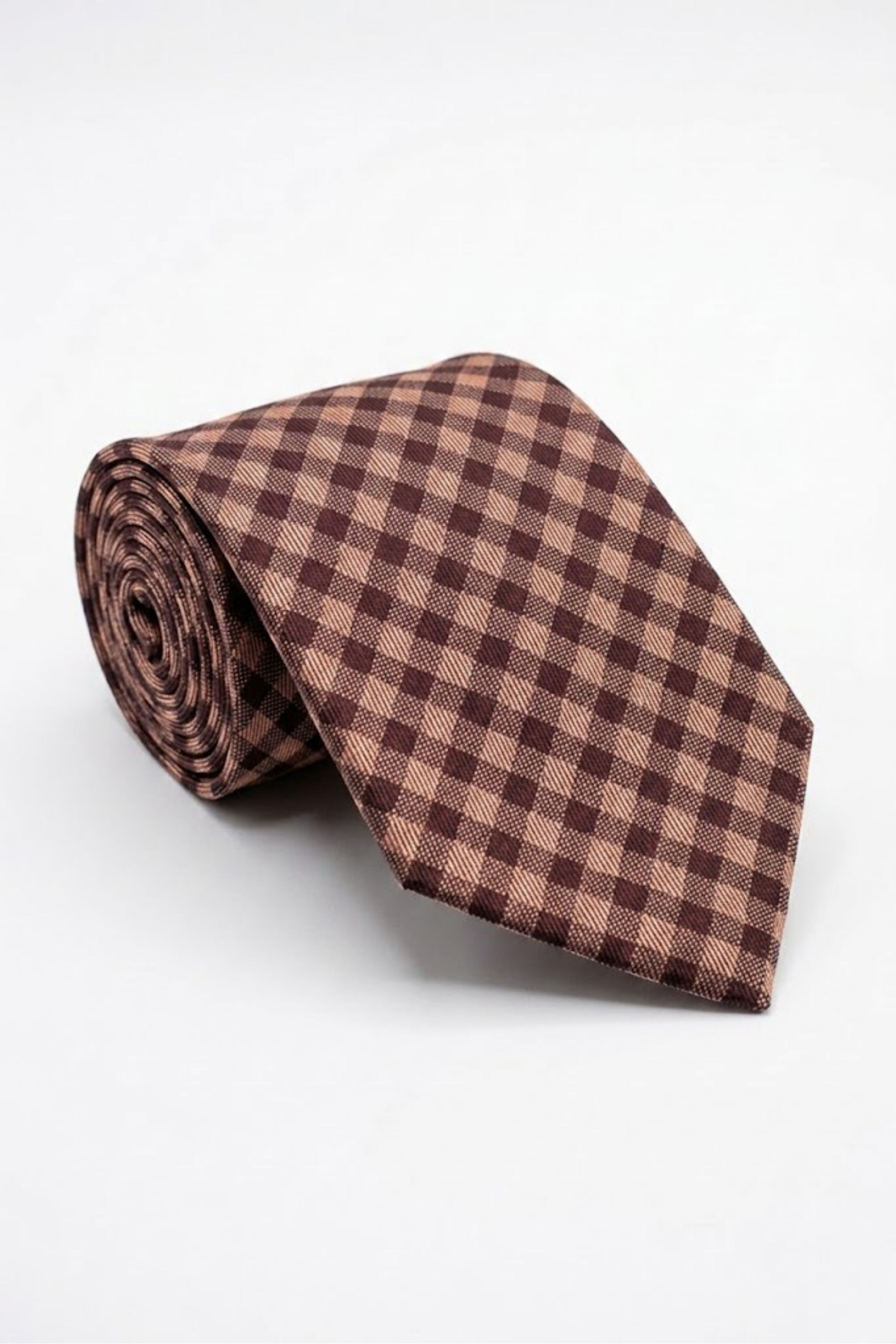 Cravate en Soie Pied-de-Poule - Chèque rouge