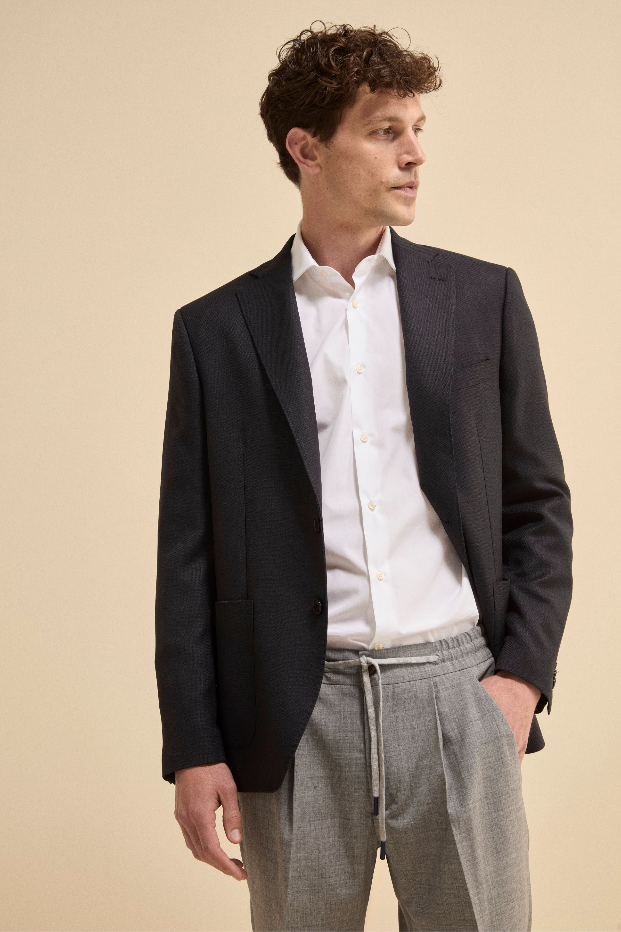 Giacca Elegante in Lana Vergine Regular Fit - BLU