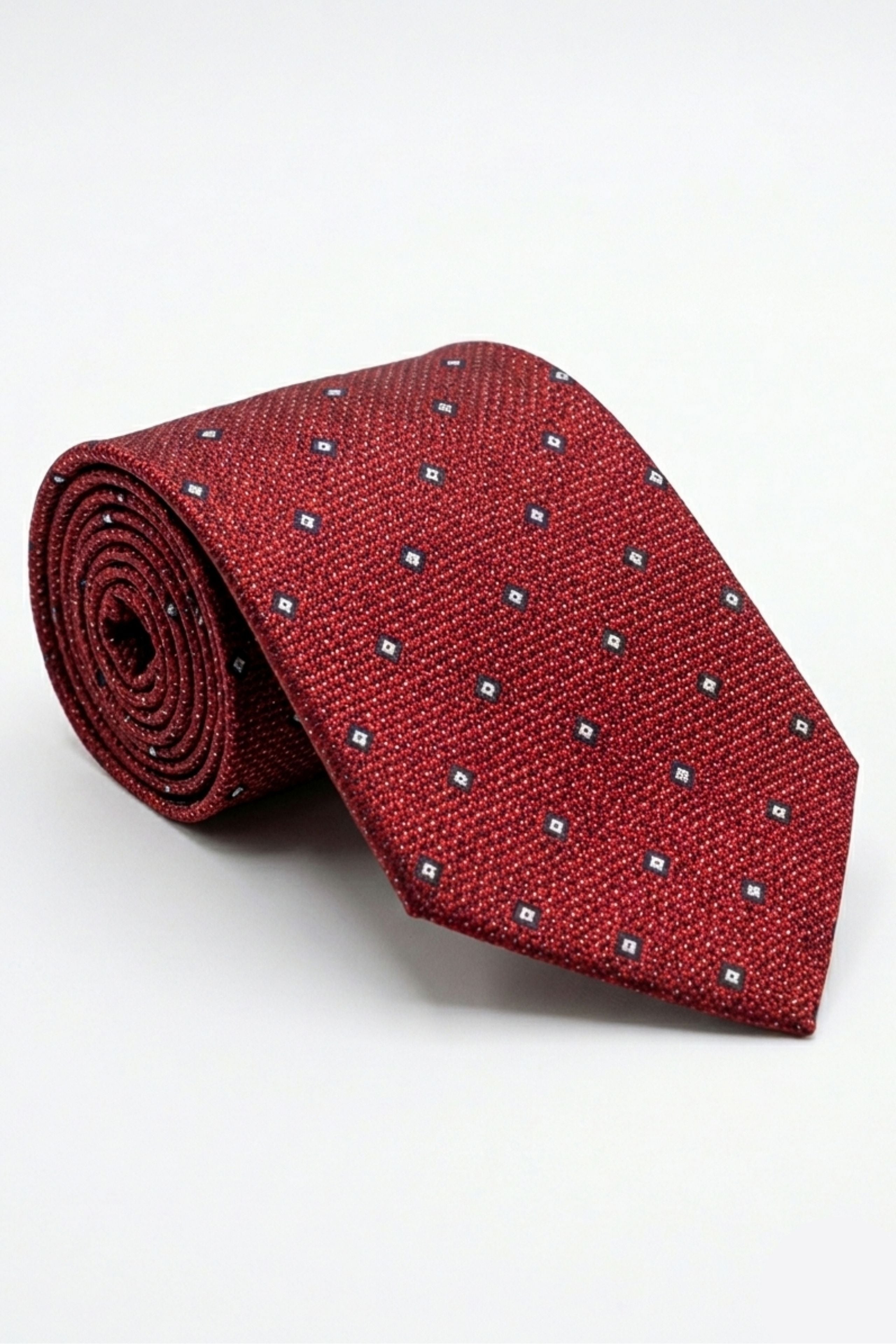 Cravate en Soie à Motif Losanges - Chèque rouge