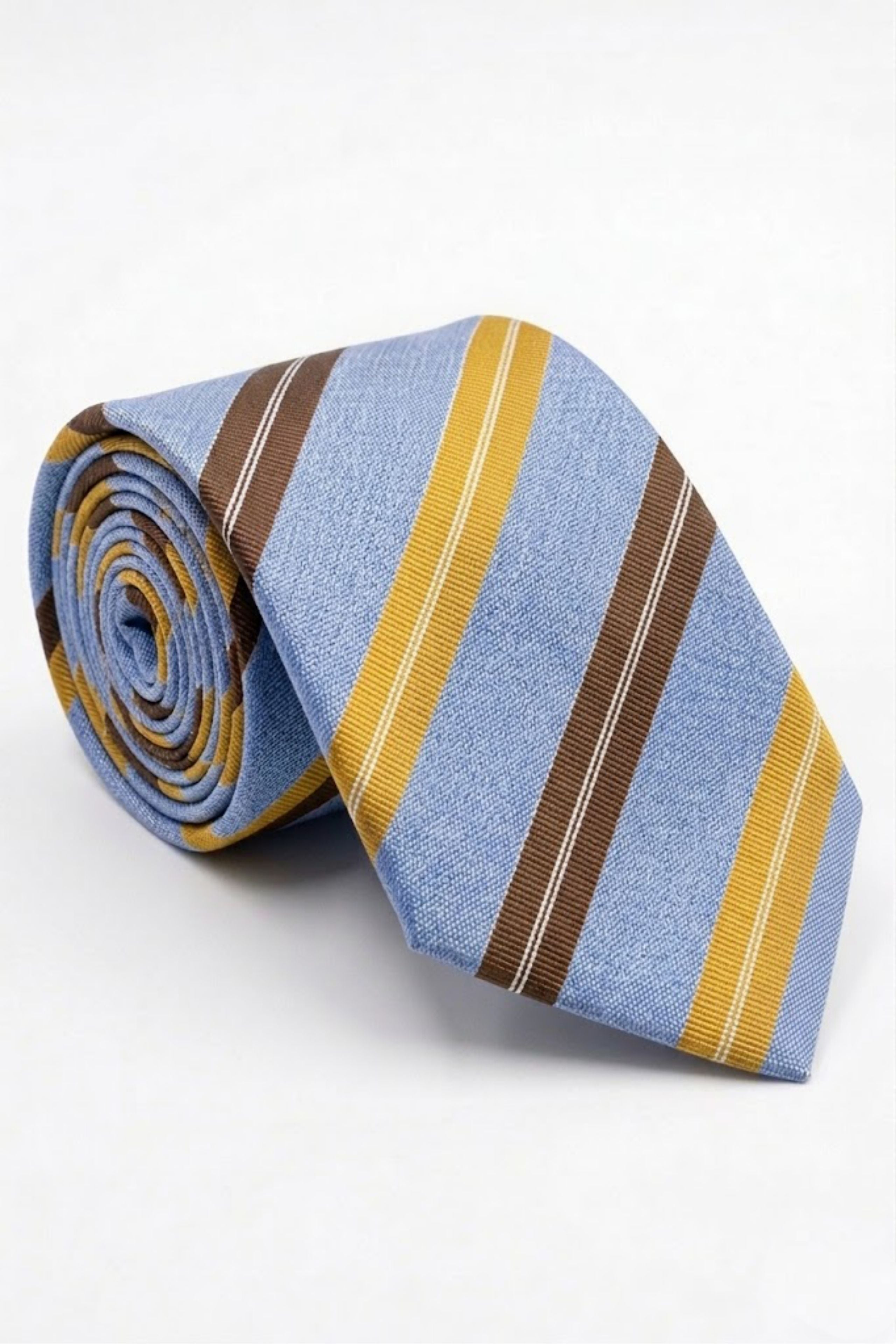 Cravate Jacquard en Soie à Rayures - -