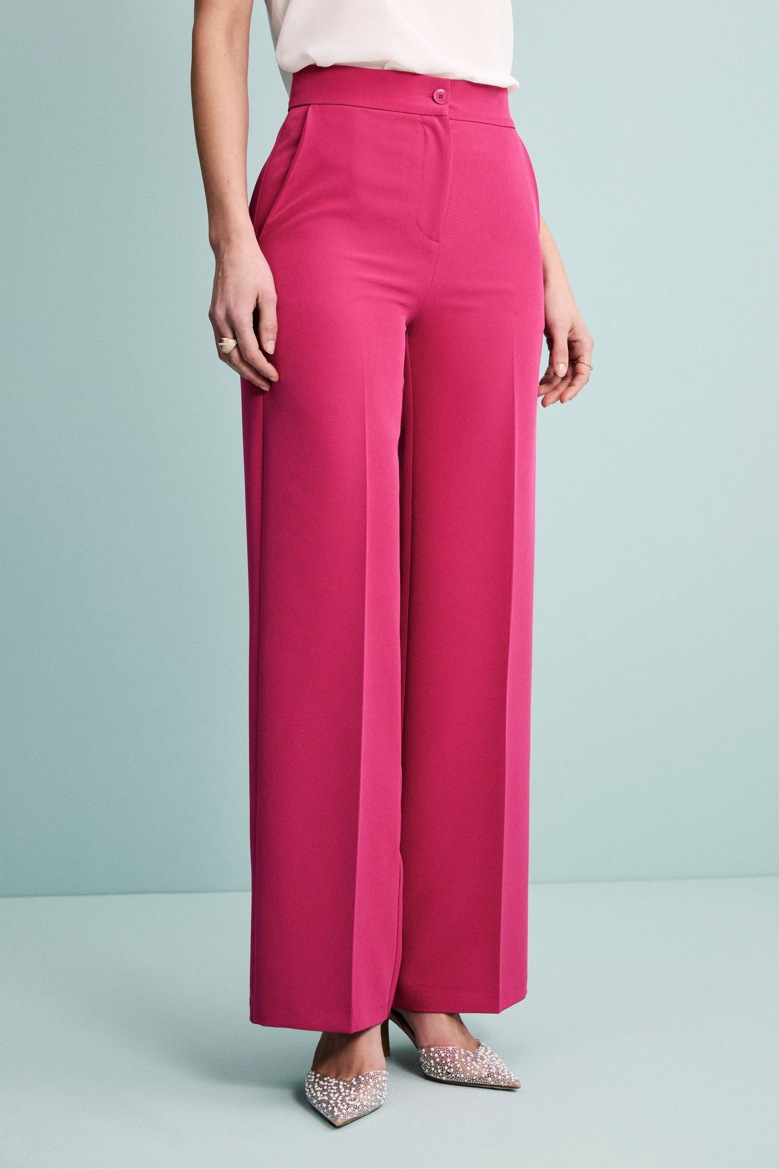 Pantalone Elegante a Gamba Larga - CICLAMINO