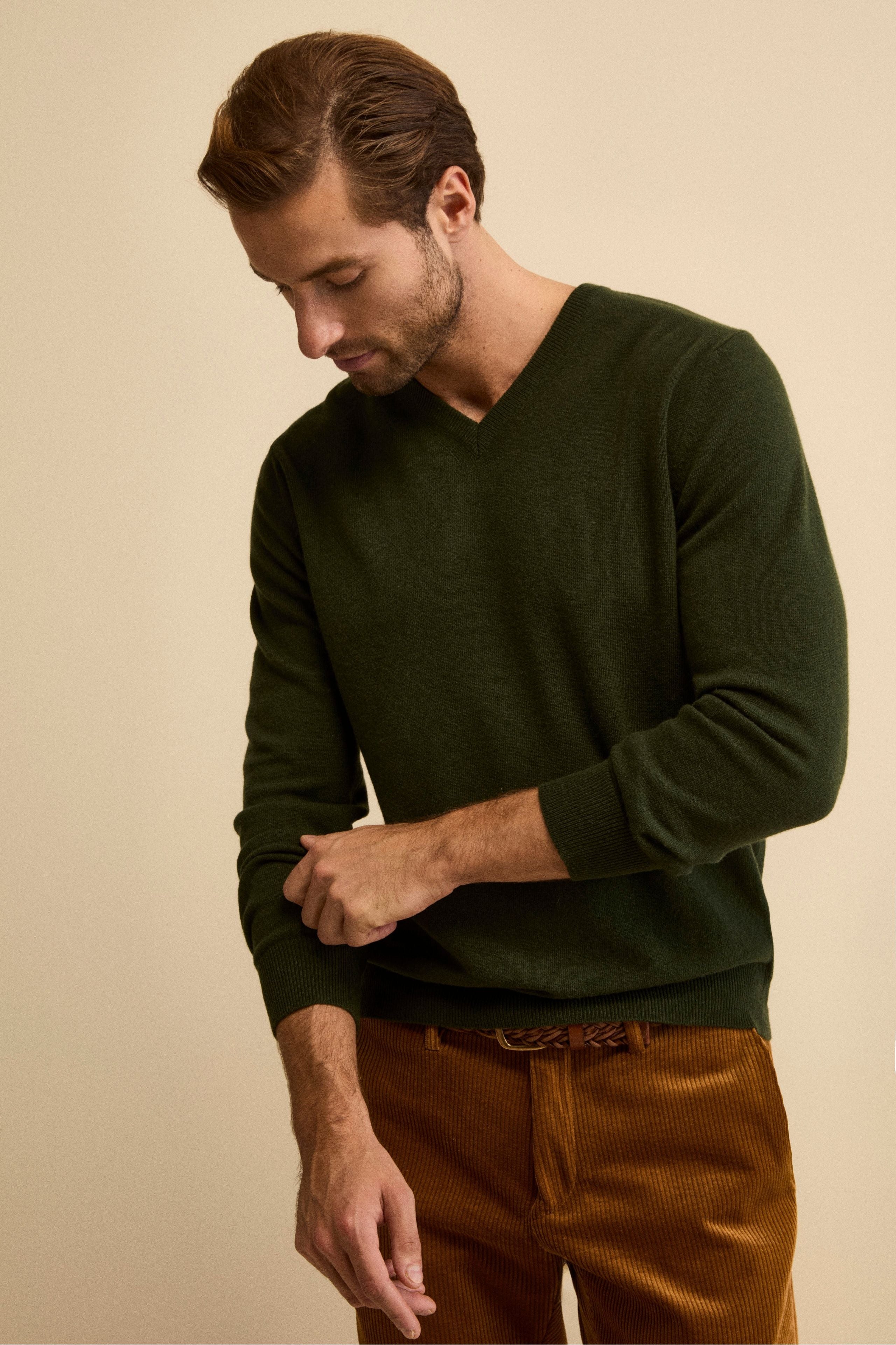 Wool V-neck sweater - Green