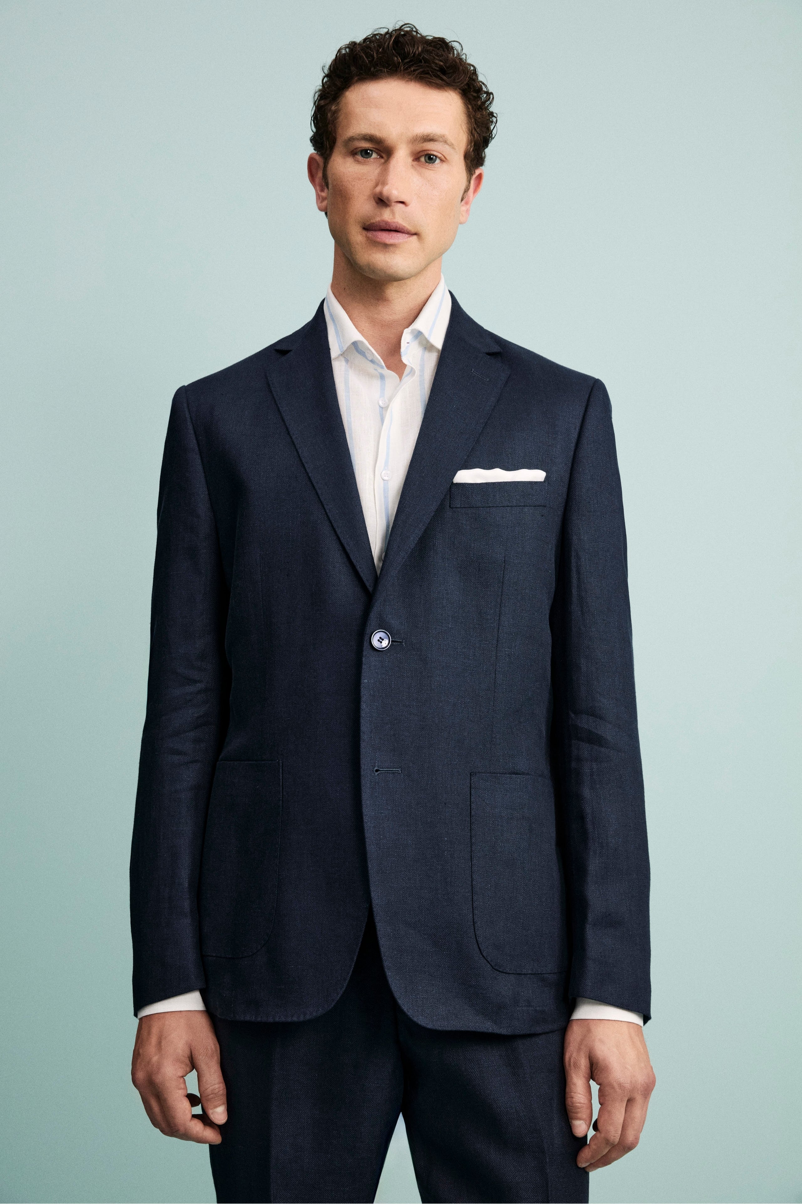 Abito Spigato Monopetto in Lino - NAVY