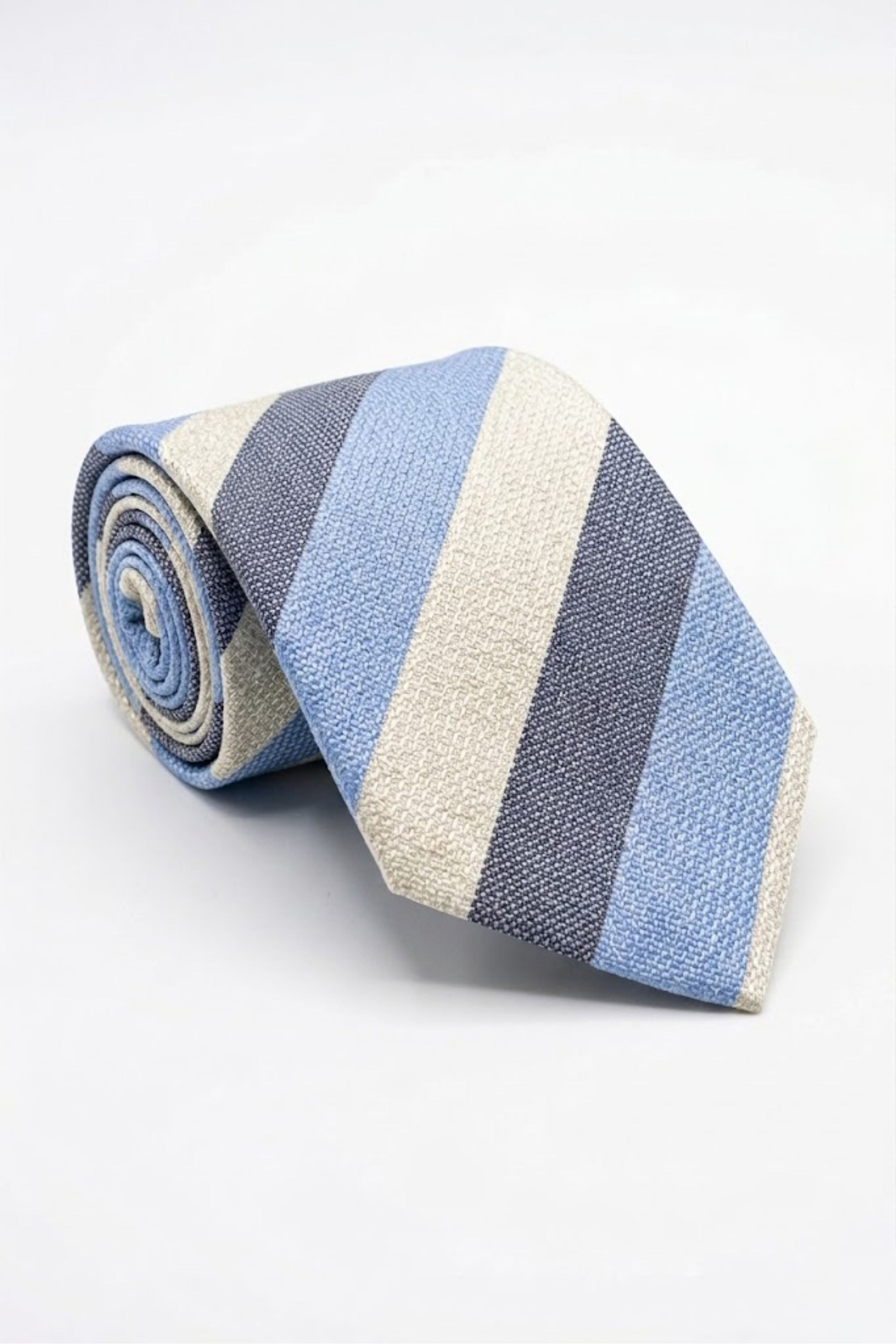 Cravate en Soie à Rayures - Bleu clair-rayures bleues