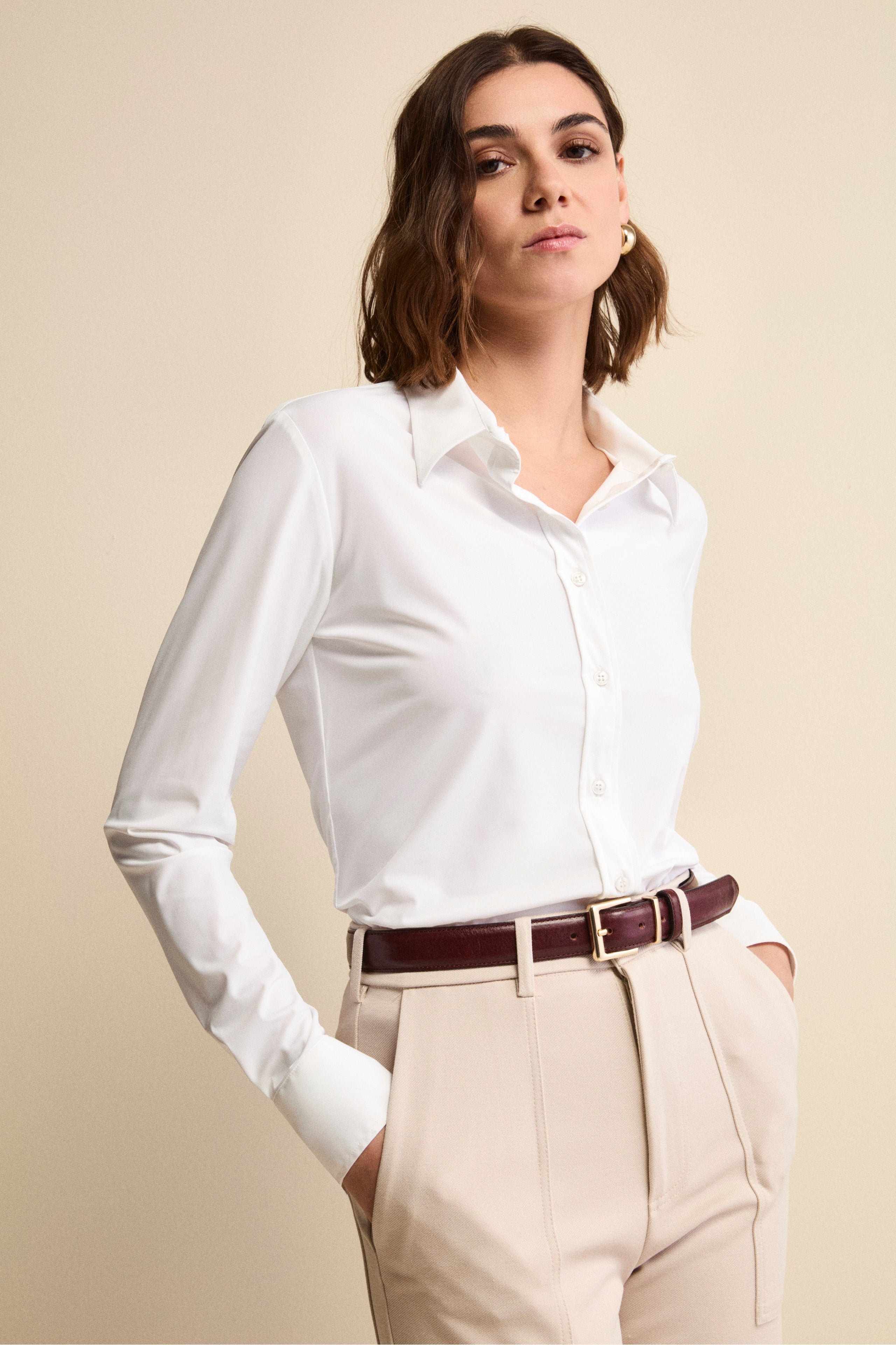 Regular-Fit Shirt in Technical Fabric - WHITE