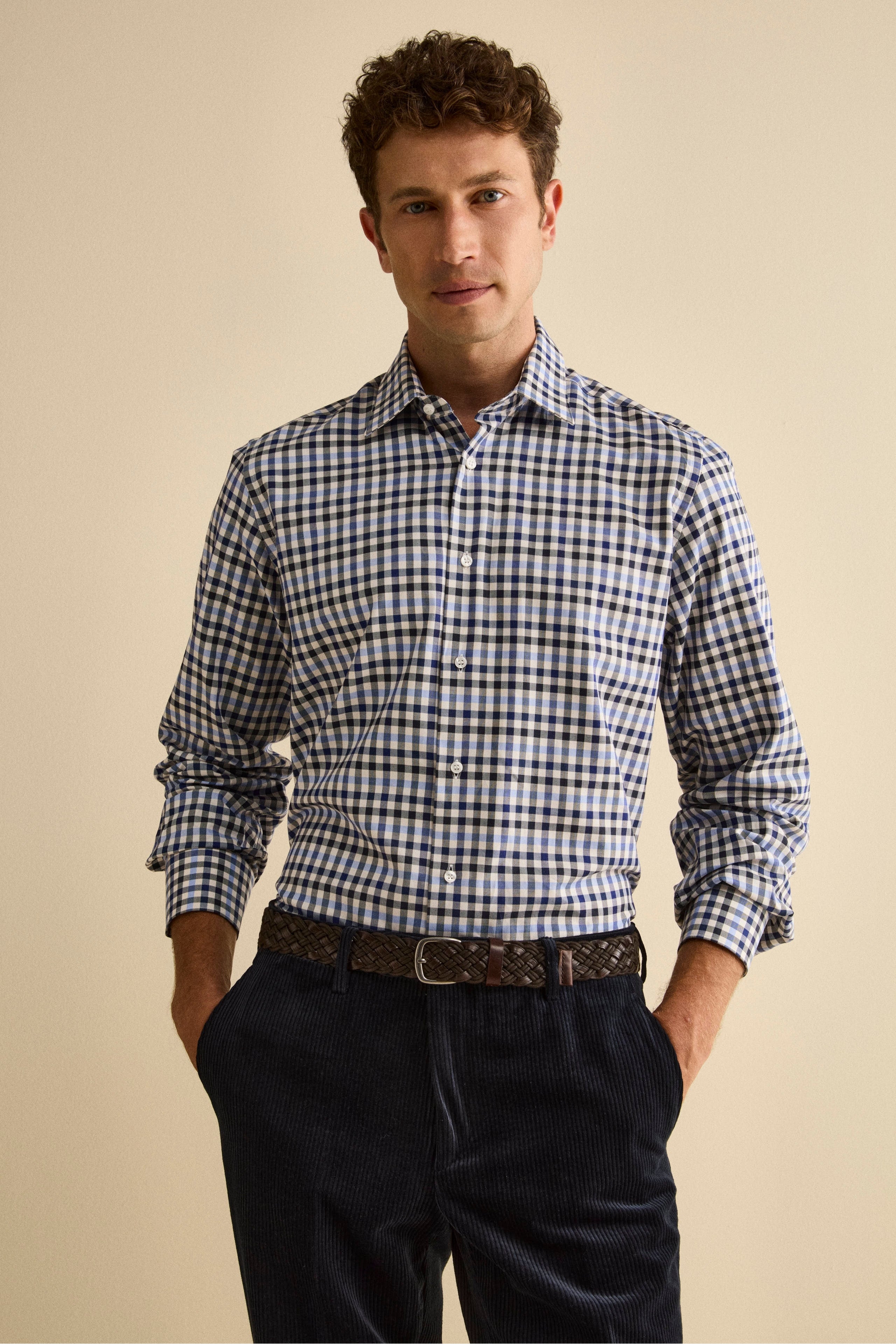 Cotton Checked Shirt Regular Fit - Blue check