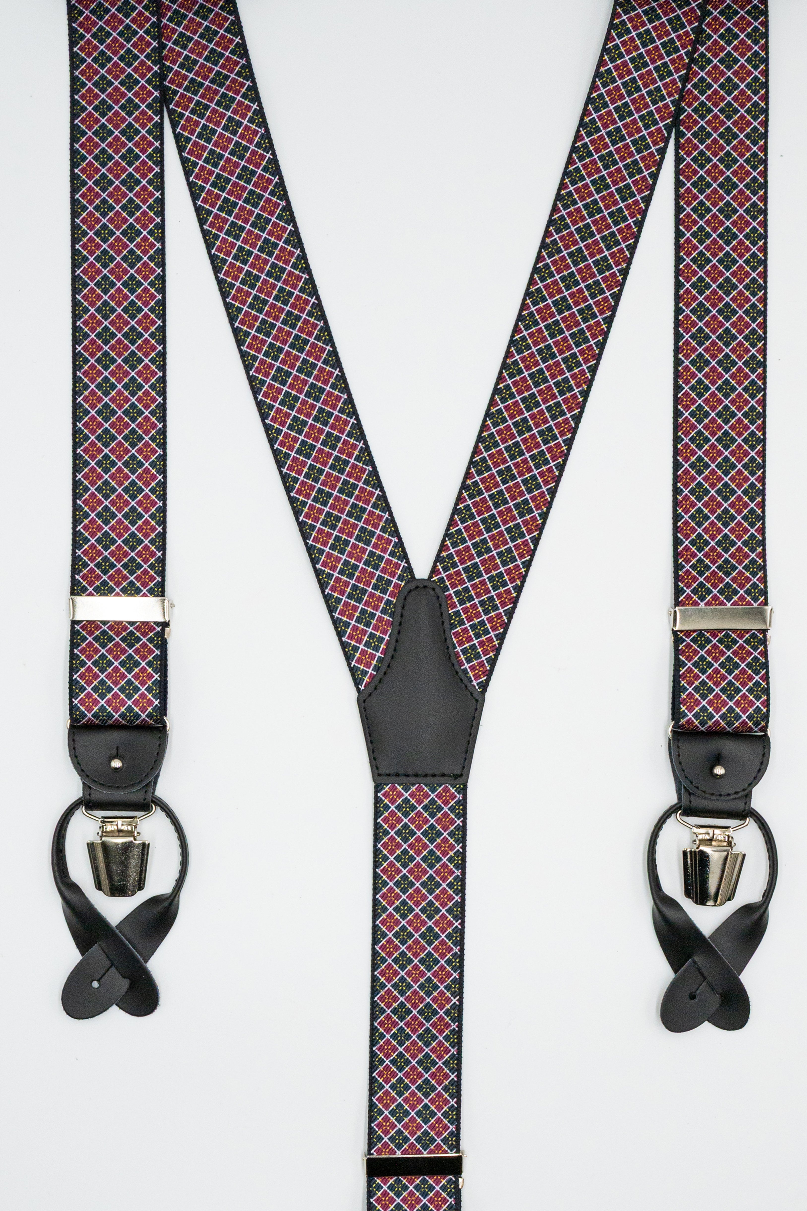 Bretelle con Clip e Asole in Pelle - FANT. BLU/ROSSO