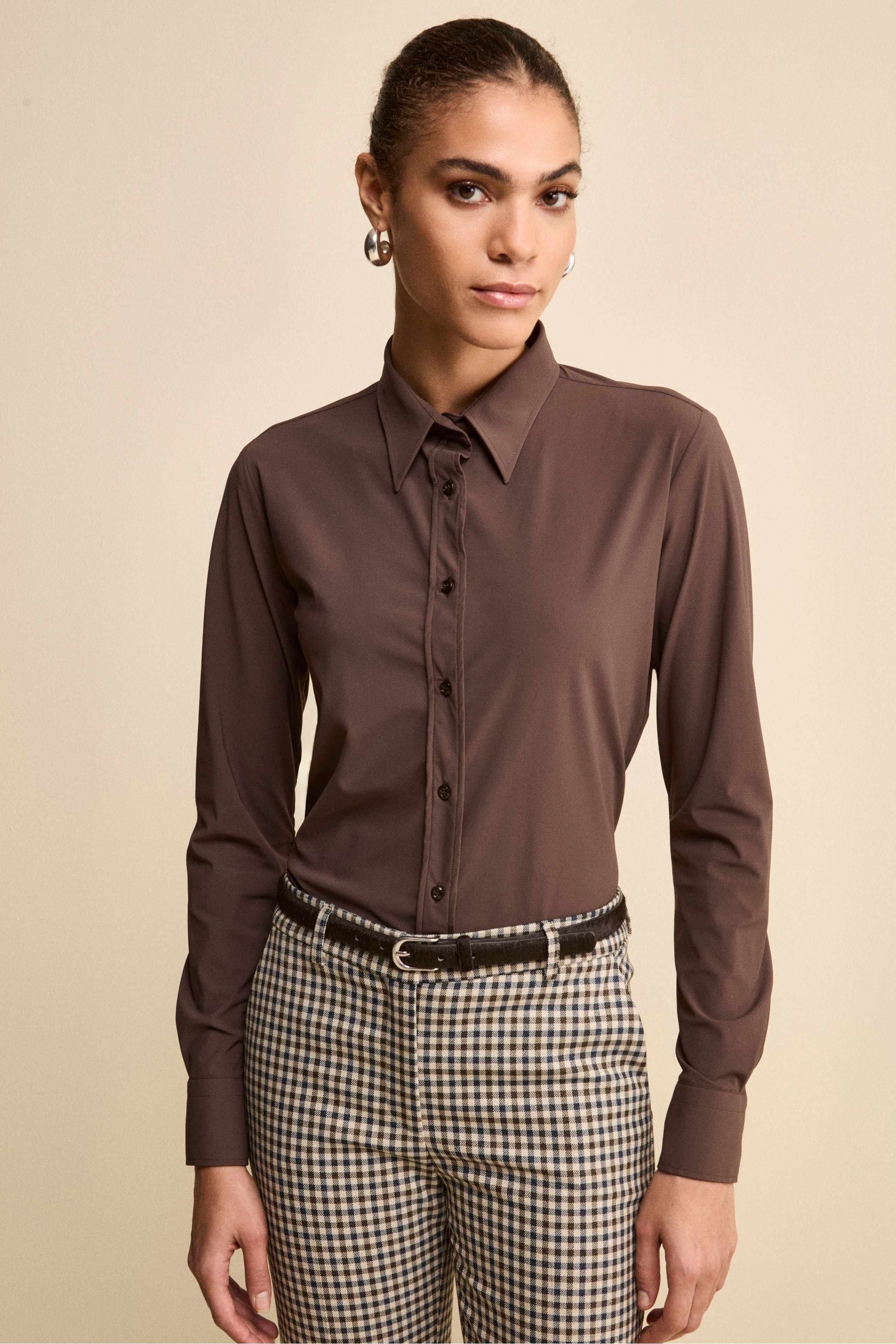 Regular-Fit Shirt in Technical Fabric - brown