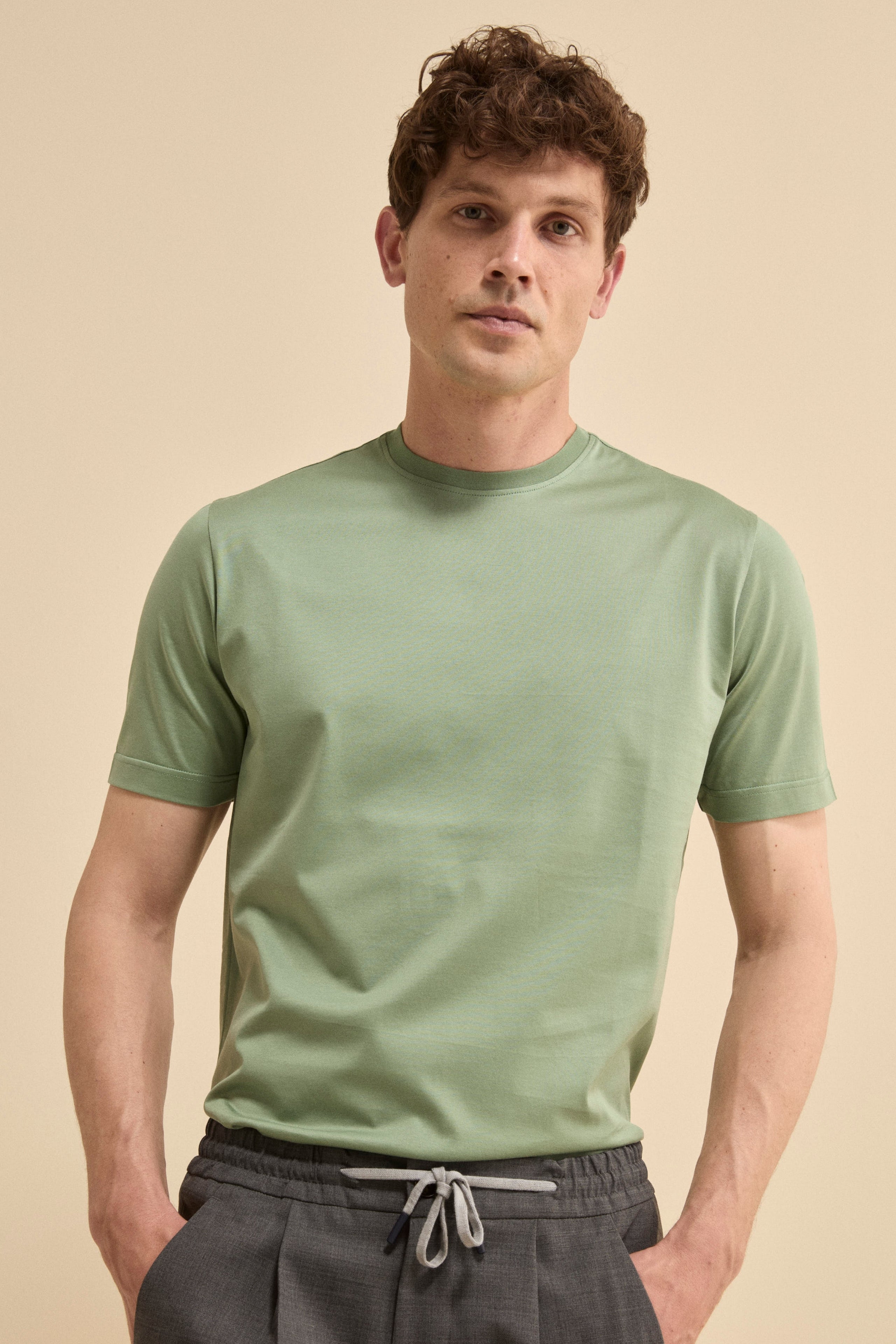 T-Shirt Slim in Filo di Scozia - VERDINO