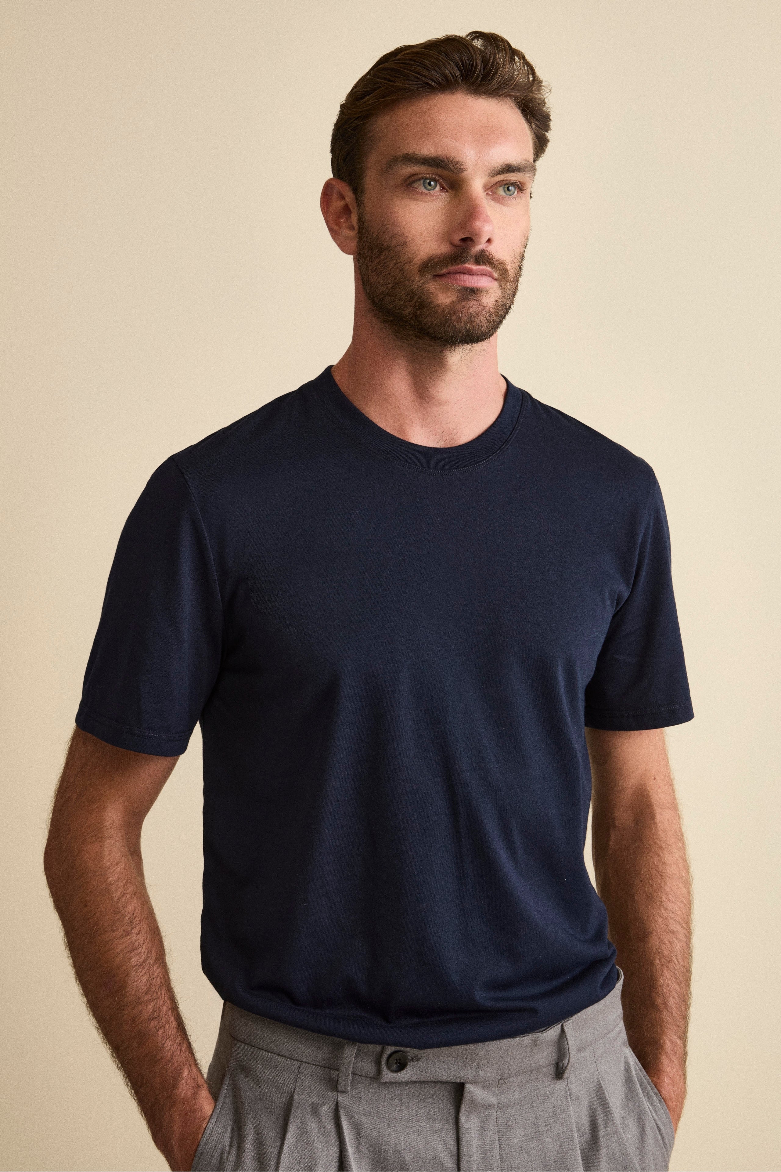 Cotton-Bamboo Blend T-Shirt - BLUE