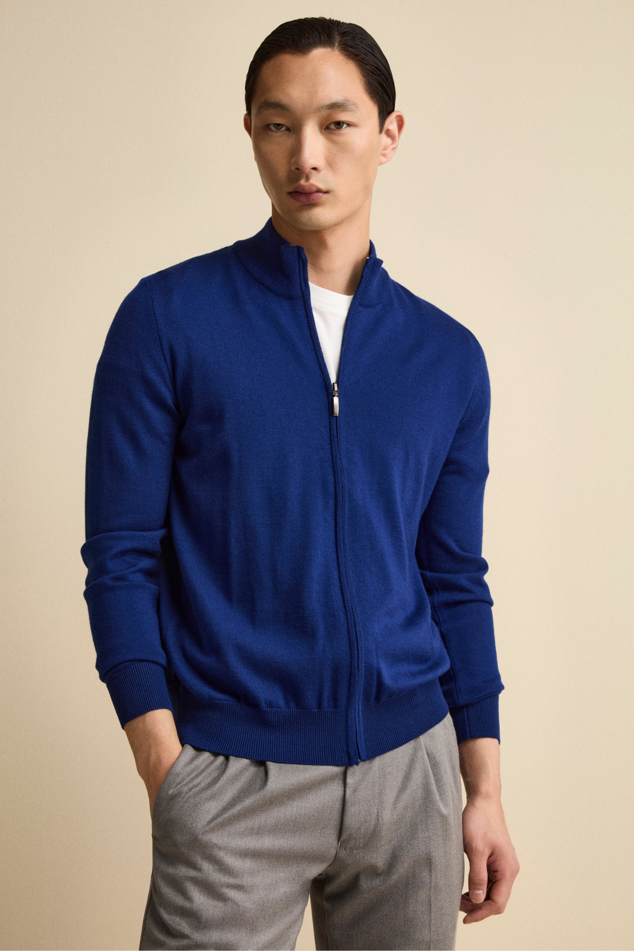 Bomber with Zip and Turtleneck - Light Blue