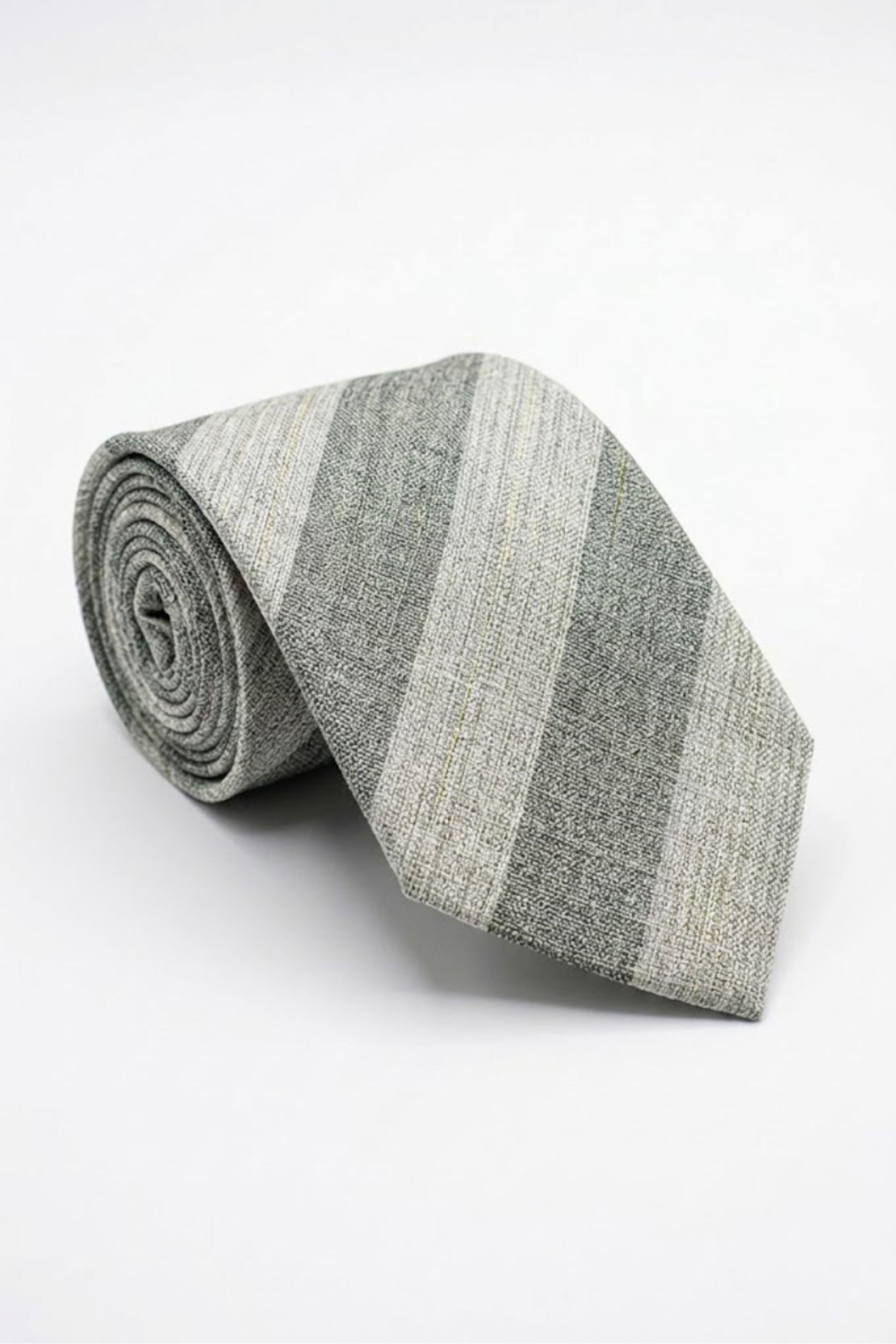 Cravate en Mélange de Lin à Rayures - Rayure beige