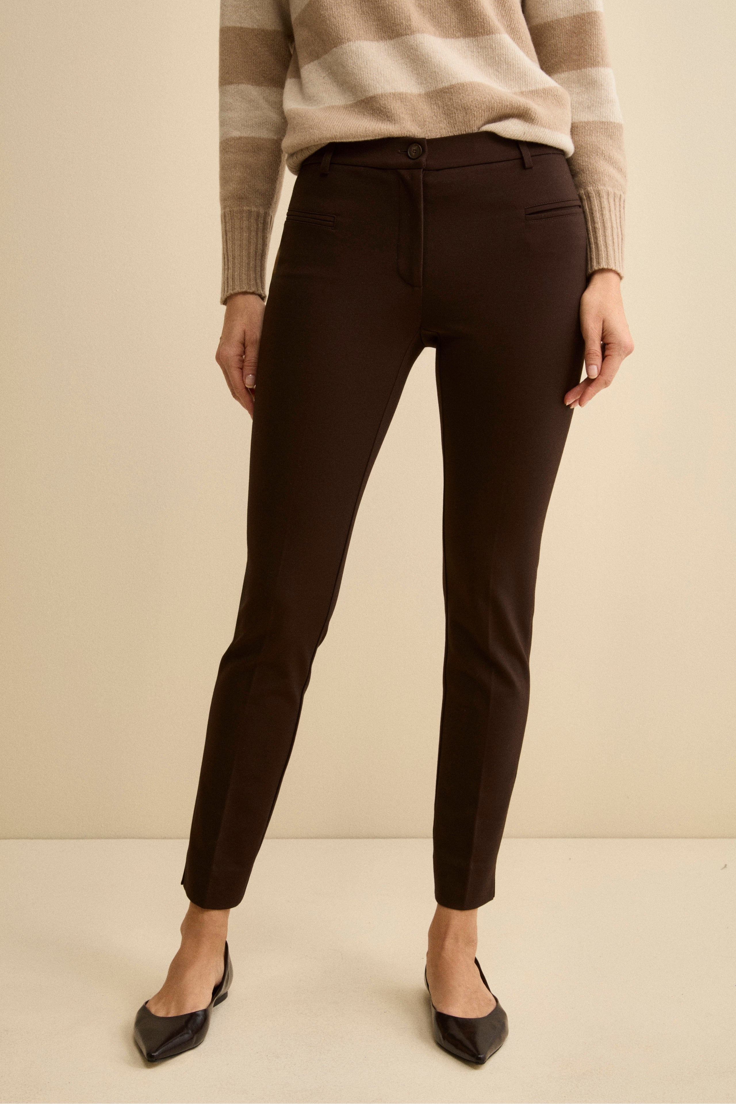 Slim jersey trousers - brown