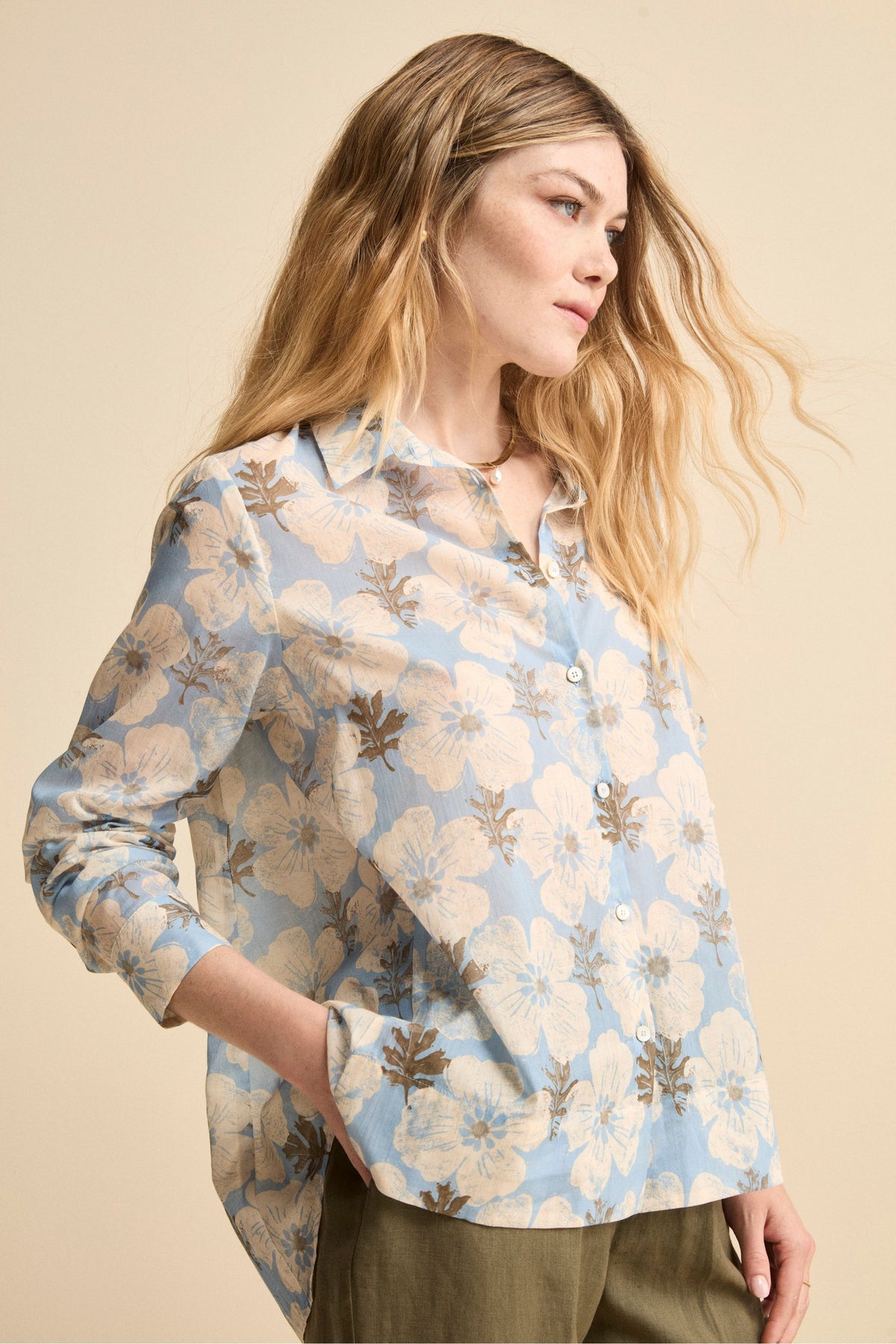 Haut Fleuri Bleu F&F Taille UK 10 - Manches 3/4, Polyester - Neuf Avec étiquettes