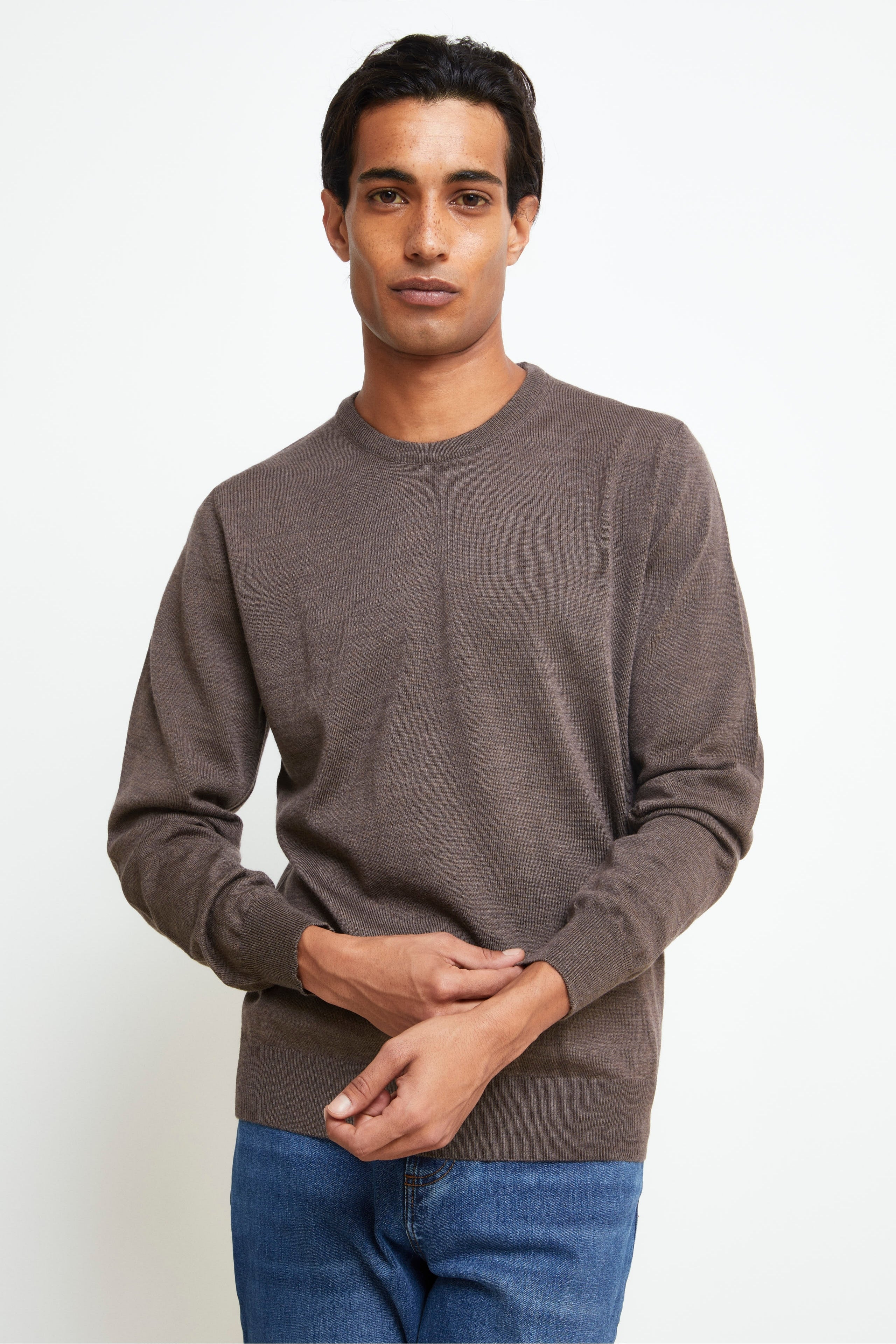 Pullover Girocollo in Lana Merino - TORTORA