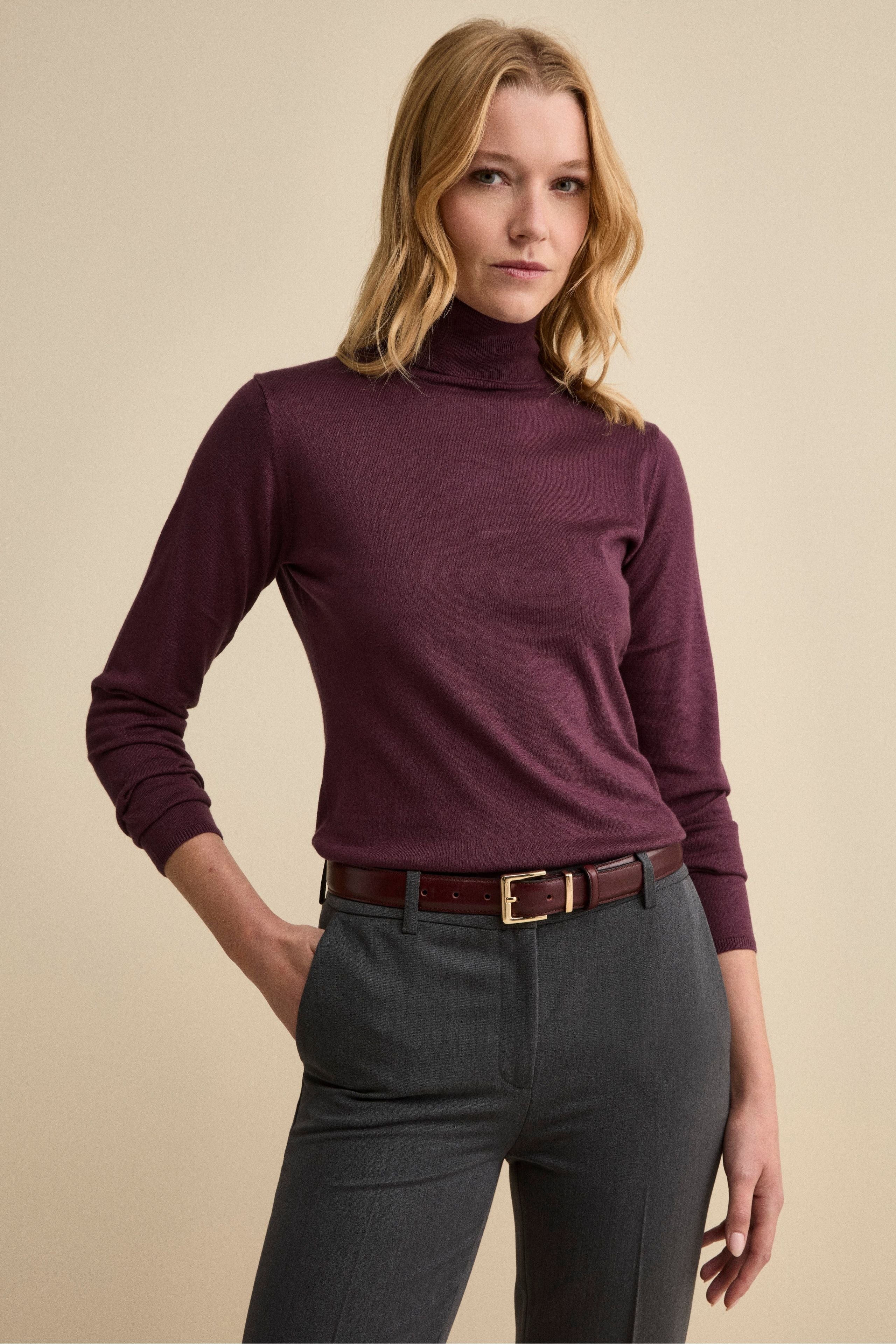 Extrafine Silk and Cashmere Turtleneck Sweater - Dark purple