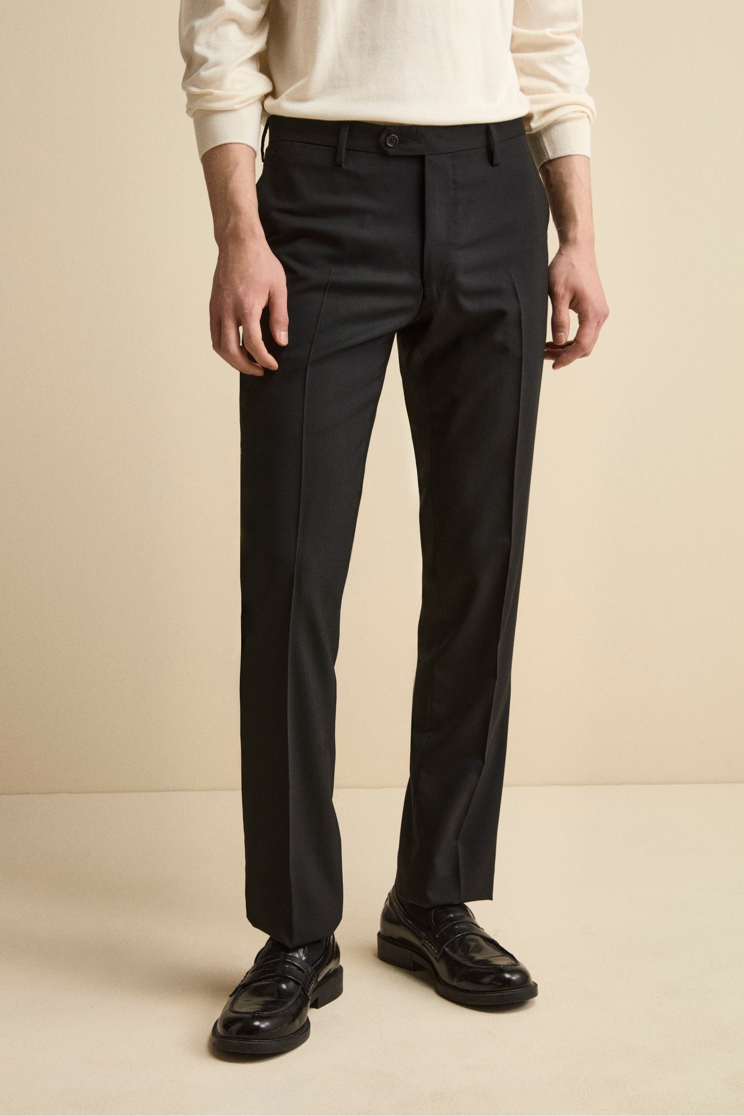 Elegant Slim-Fit Wool Trousers Drop 8 - BLACK